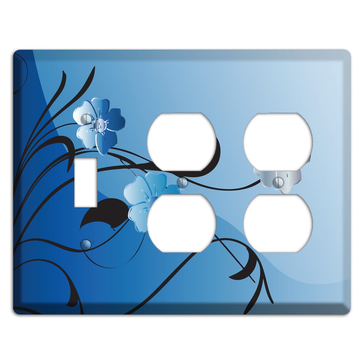 Blue Floral Sprig Toggle / 2 Duplex Wallplate
