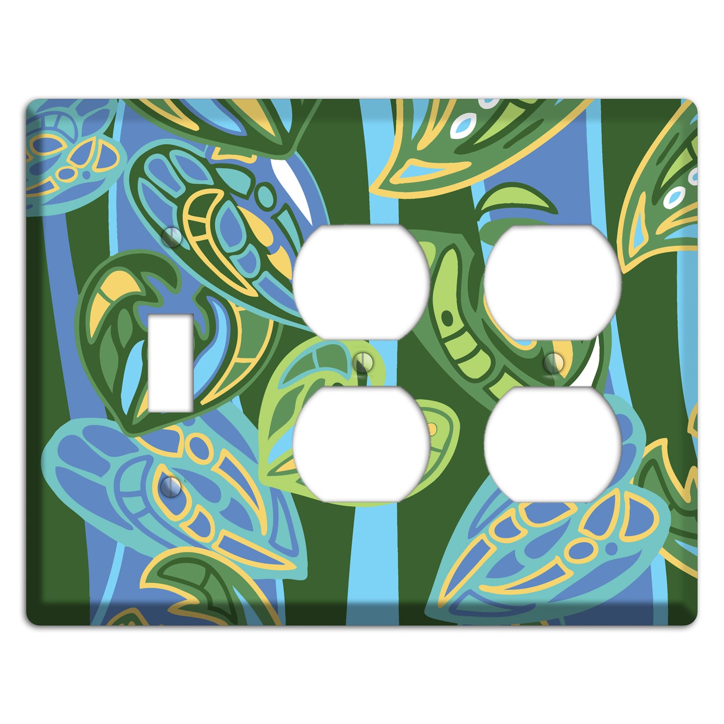 Pacific Blue and Green Toggle / 2 Duplex Wallplate