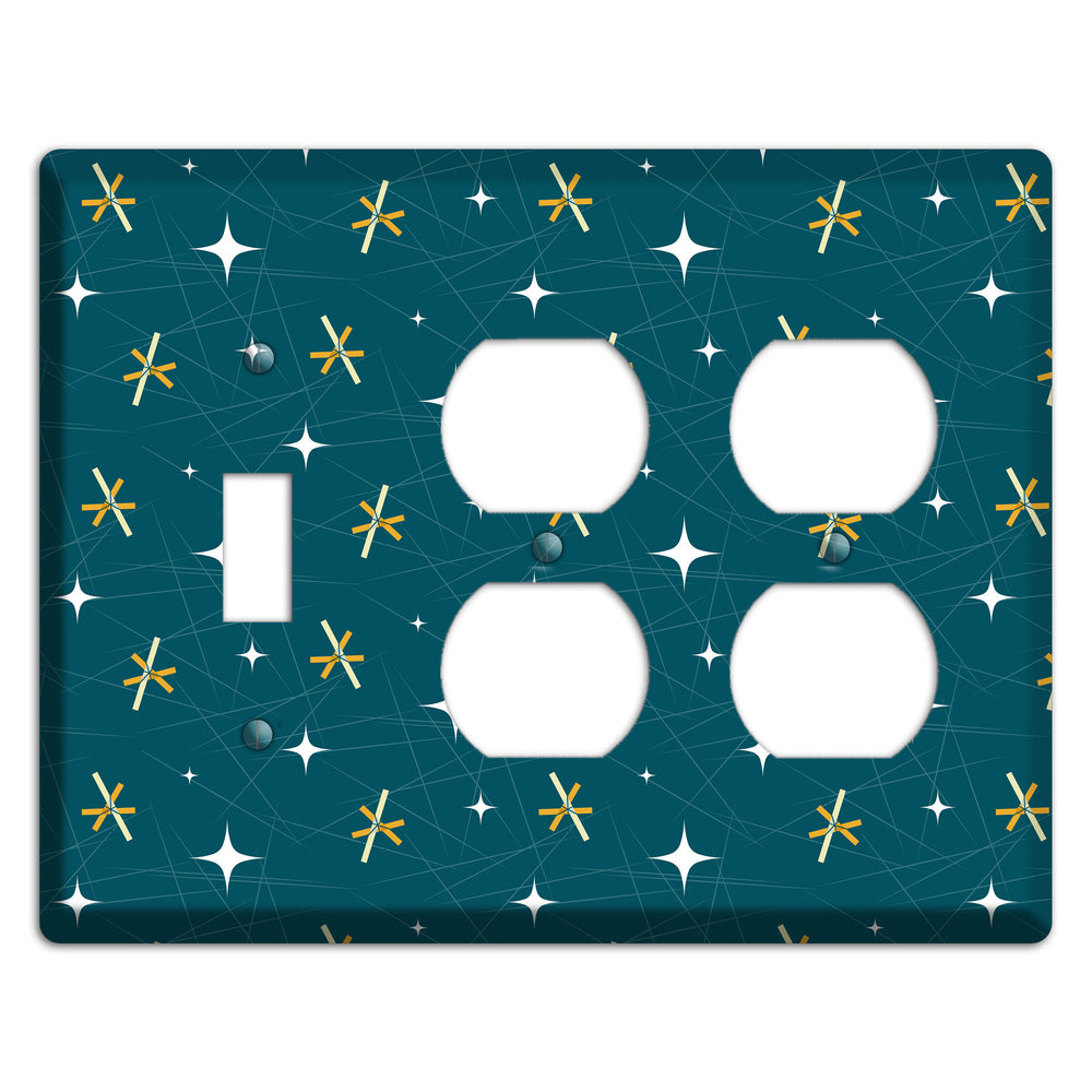 Navy Mid-Century Atomic Toggle / 2 Duplex Wallplate