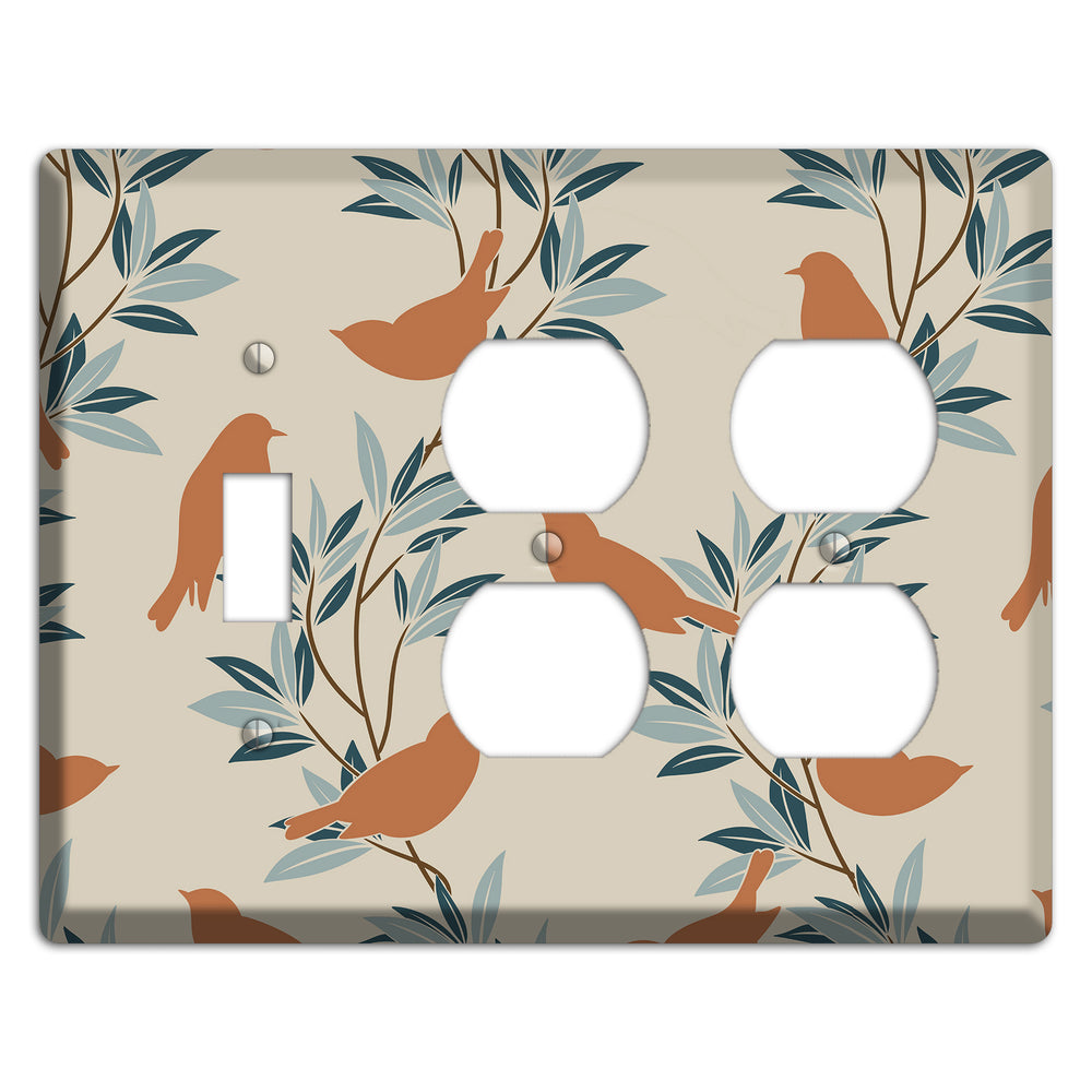 Bird Branch 2 Toggle / 2 Duplex Wallplate