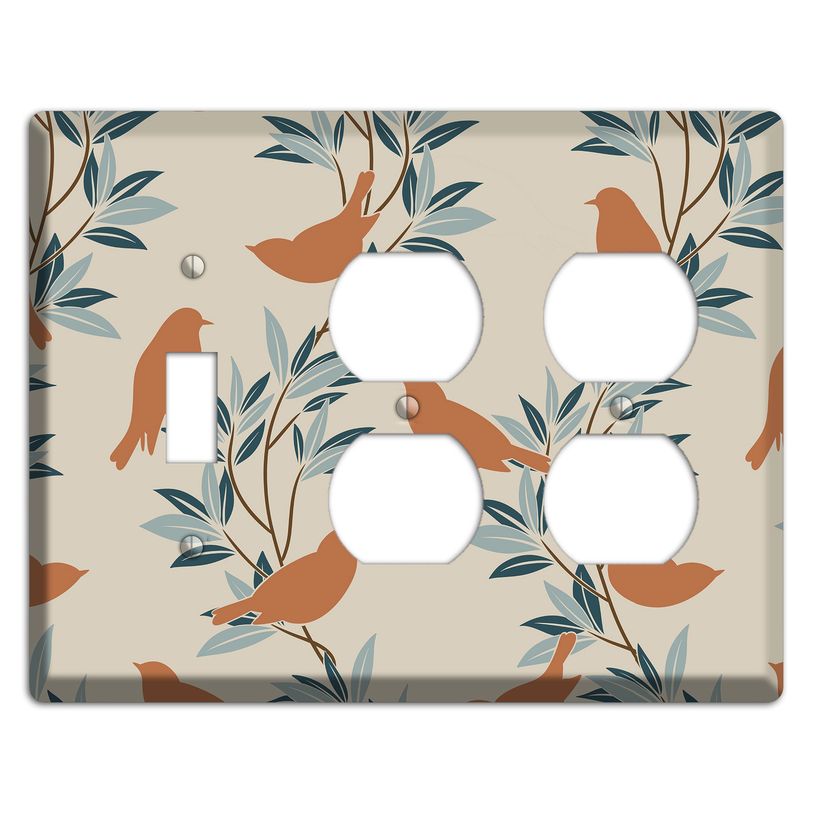 Bird Branch 2 Toggle / 2 Duplex Wallplate