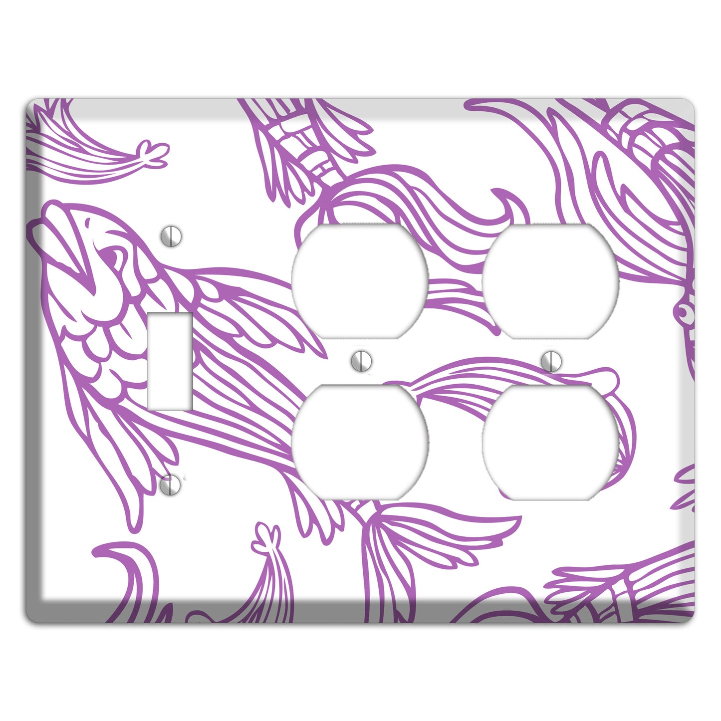 Purple and White Koi Toggle / 2 Duplex Wallplate