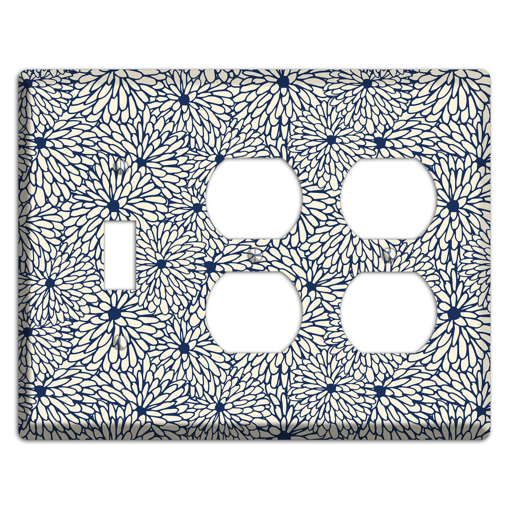 Beige Floral Burst Toggle / 2 Duplex Wallplate
