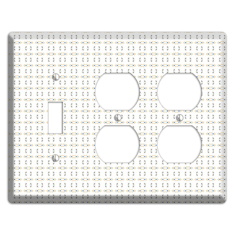 White with Grey and Olive Simple Geometric Toggle / 2 Duplex Wallplate