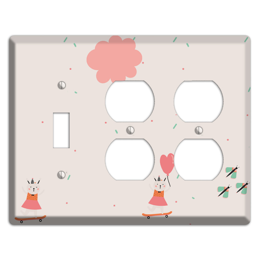 Skateboard Kitty Toggle / 2 Duplex Wallplate