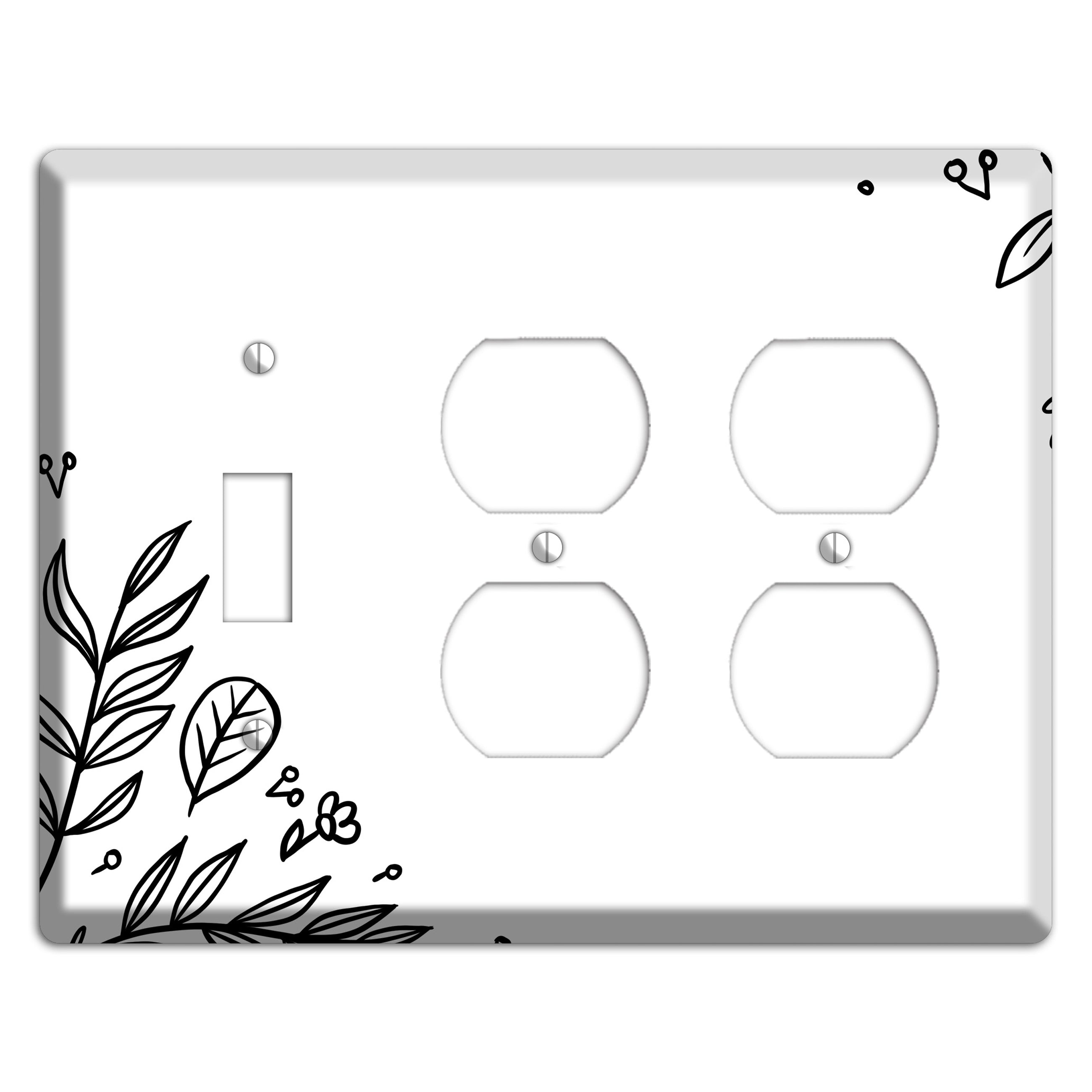 Hand-Drawn Floral 32 Toggle / 2 Duplex Wallplate