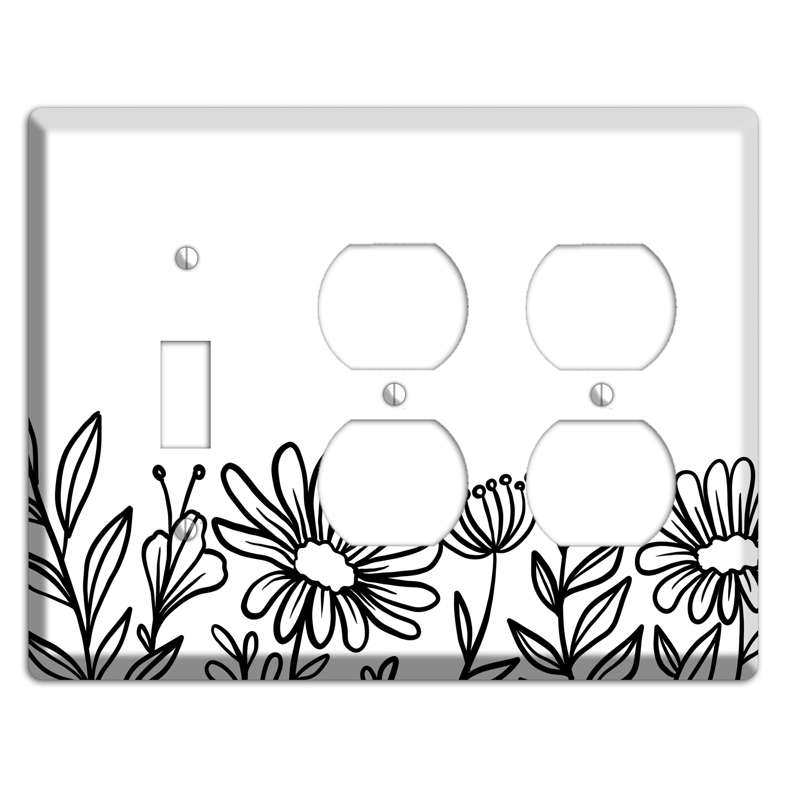 Hand-Drawn Floral 10 Toggle / 2 Duplex Wallplate