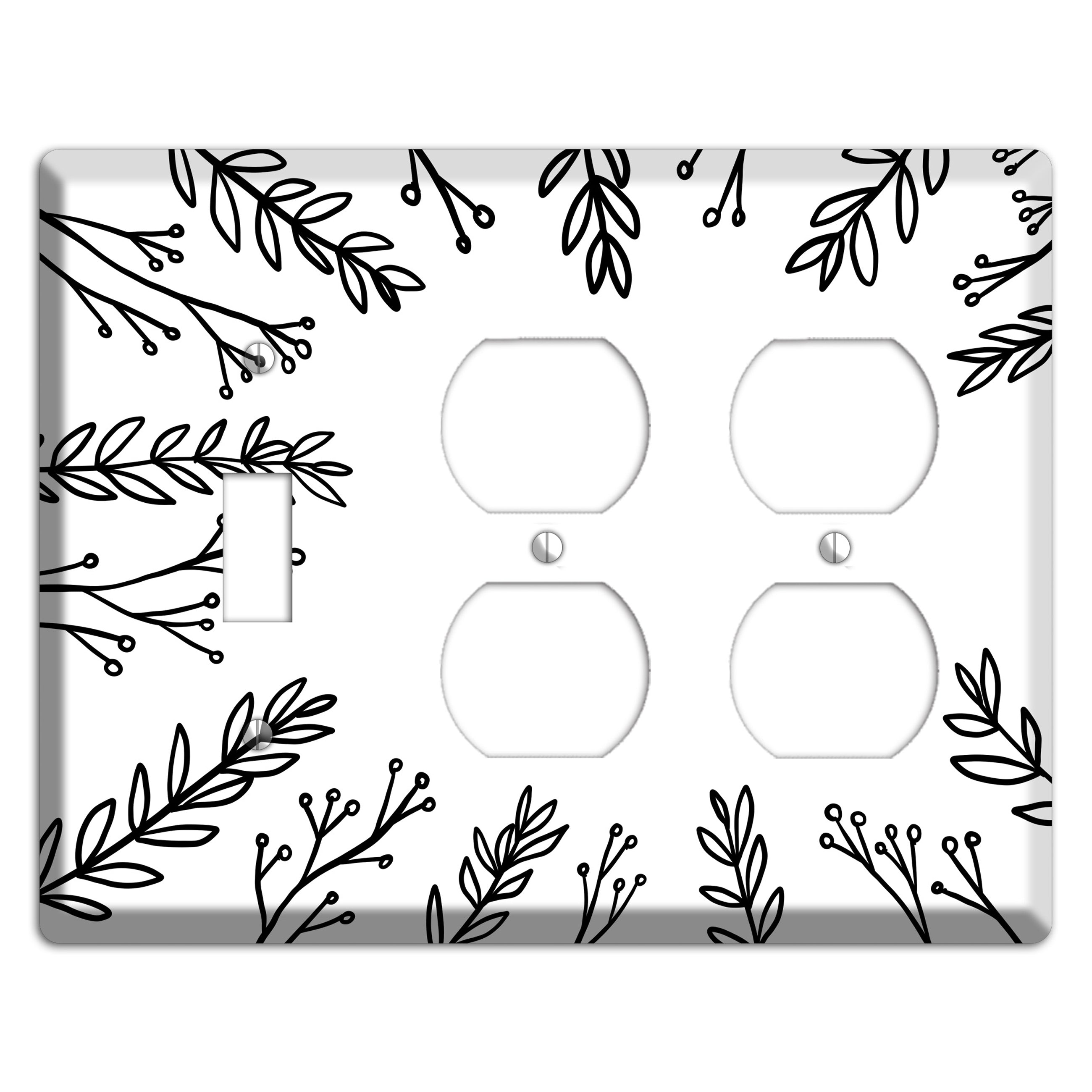 Hand-Drawn Leaves 9 Toggle / 2 Duplex Wallplate