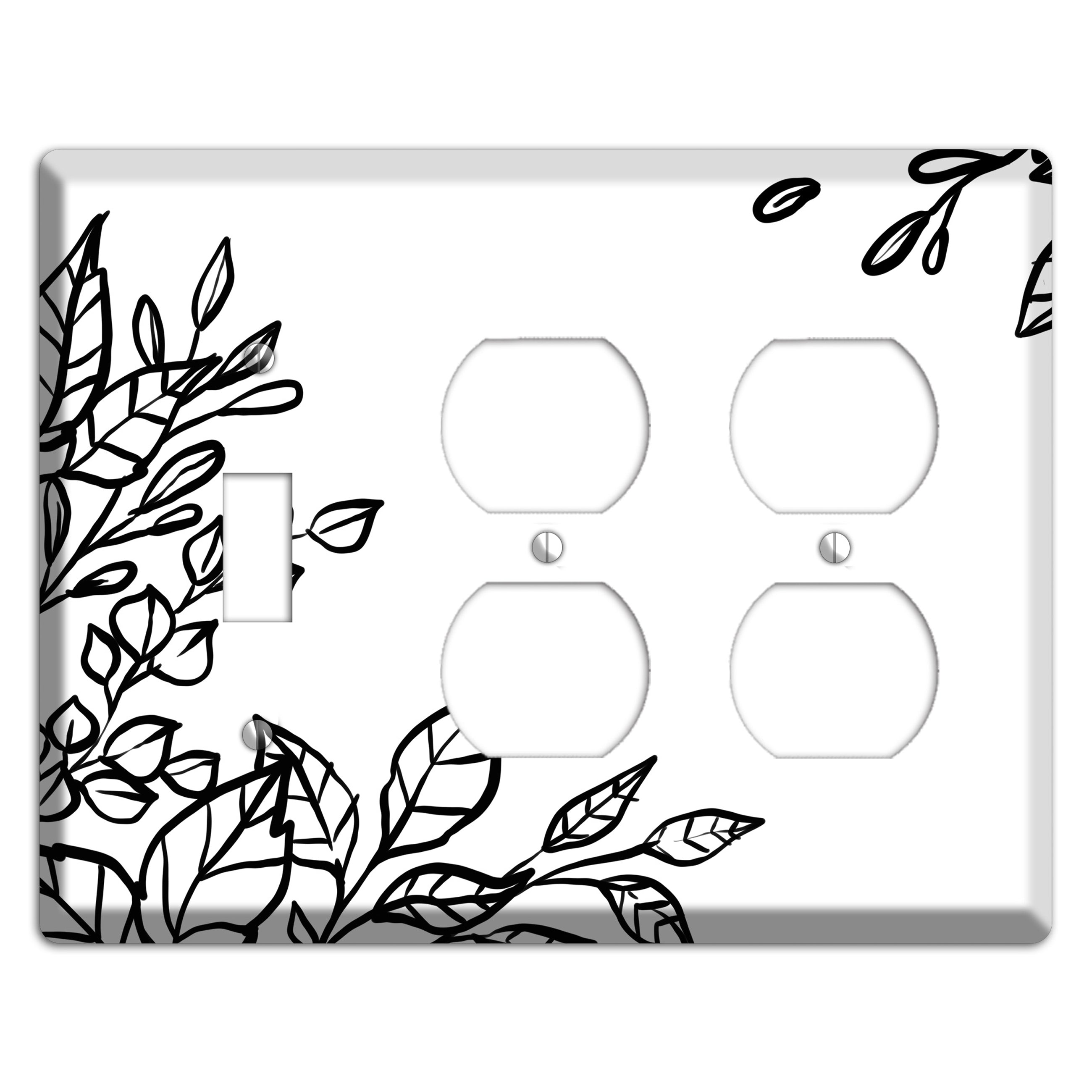 Hand-Drawn Floral 19 Toggle / 2 Duplex Wallplate