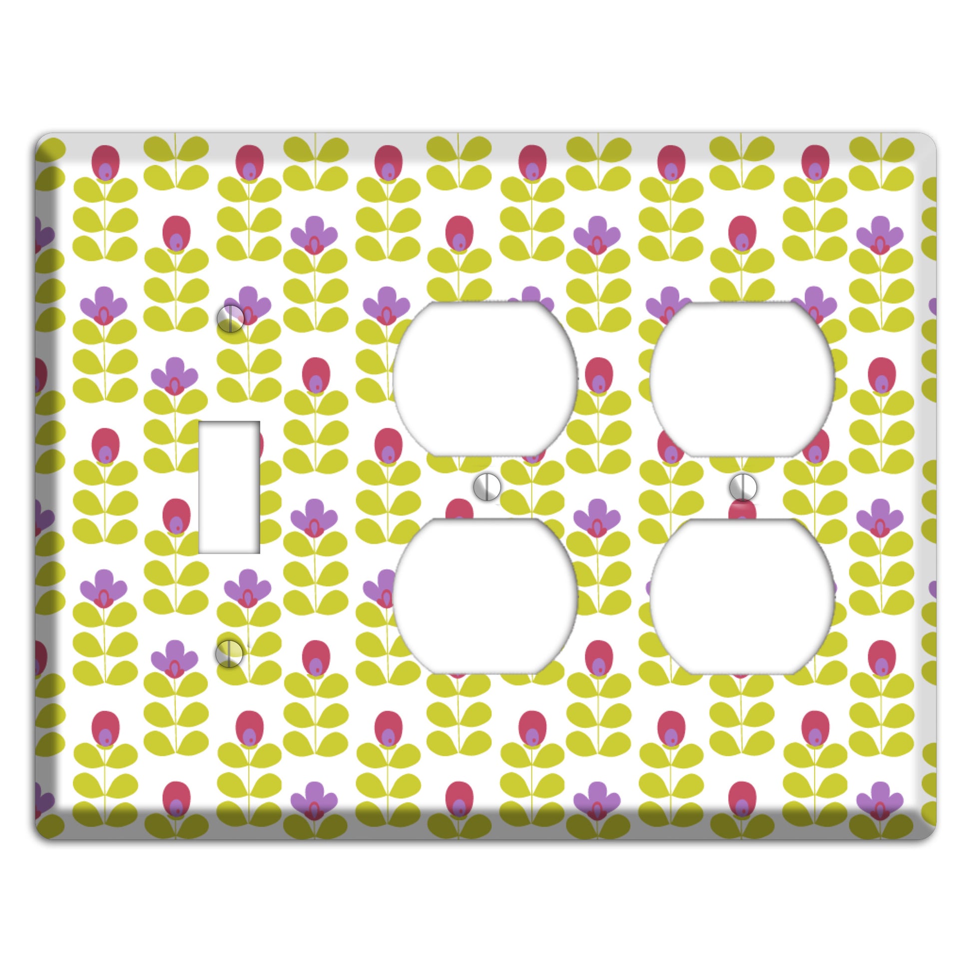 Yellow Deco Floral Half Drop Toggle / 2 Duplex Wallplate