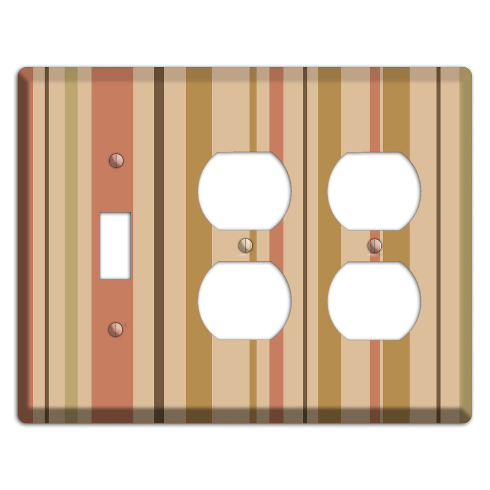 Multi Dusty Pink Vertical Stripes Toggle / 2 Duplex Wallplate