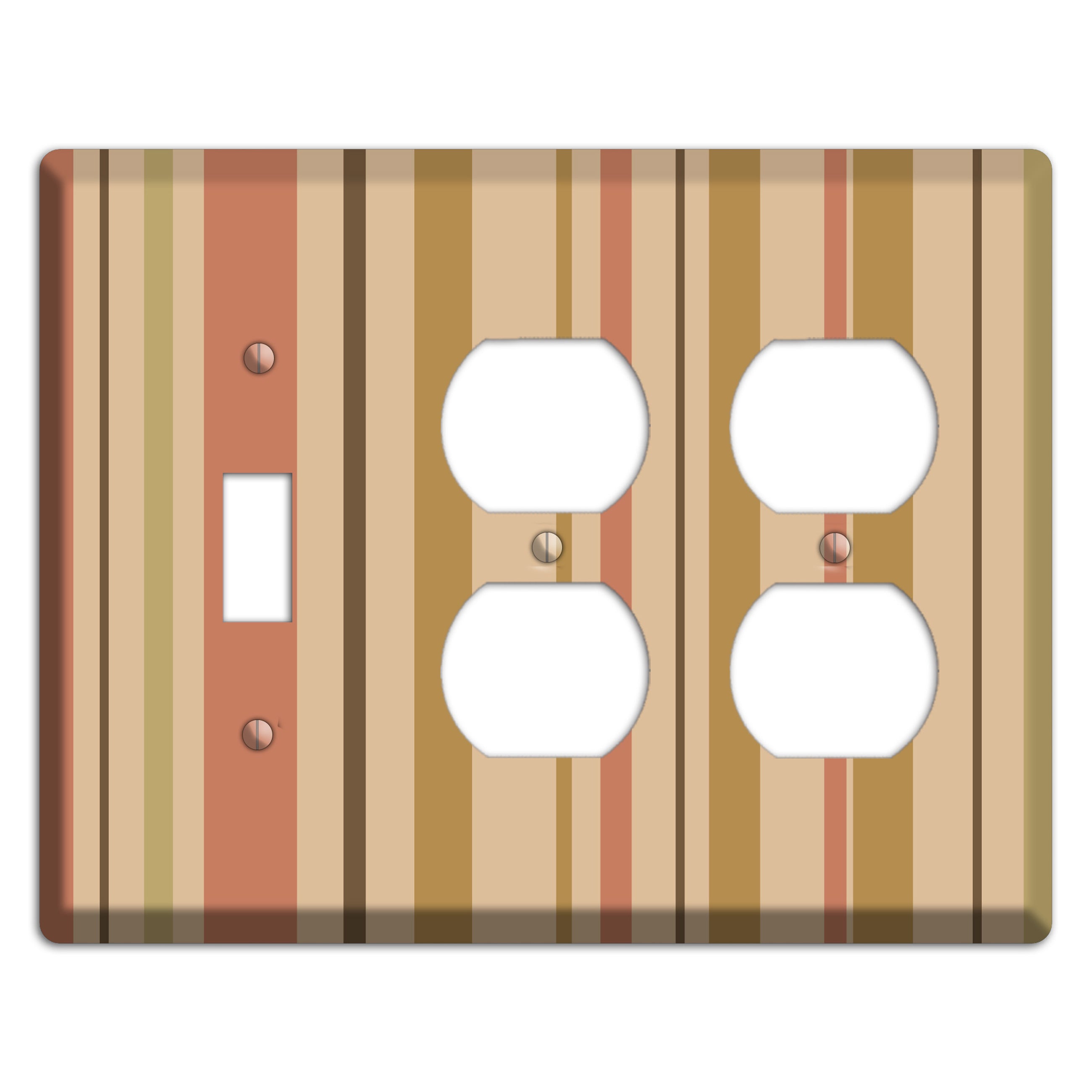 Multi Dusty Pink Vertical Stripes Toggle / 2 Duplex Wallplate