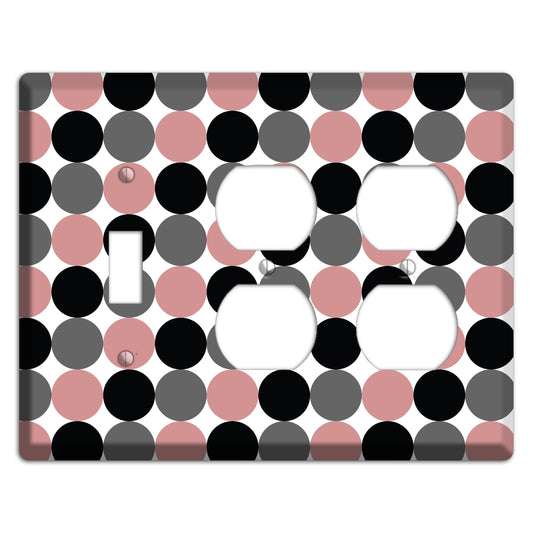 Grey Pink Black Tiled Dots Toggle / 2 Duplex Wallplate