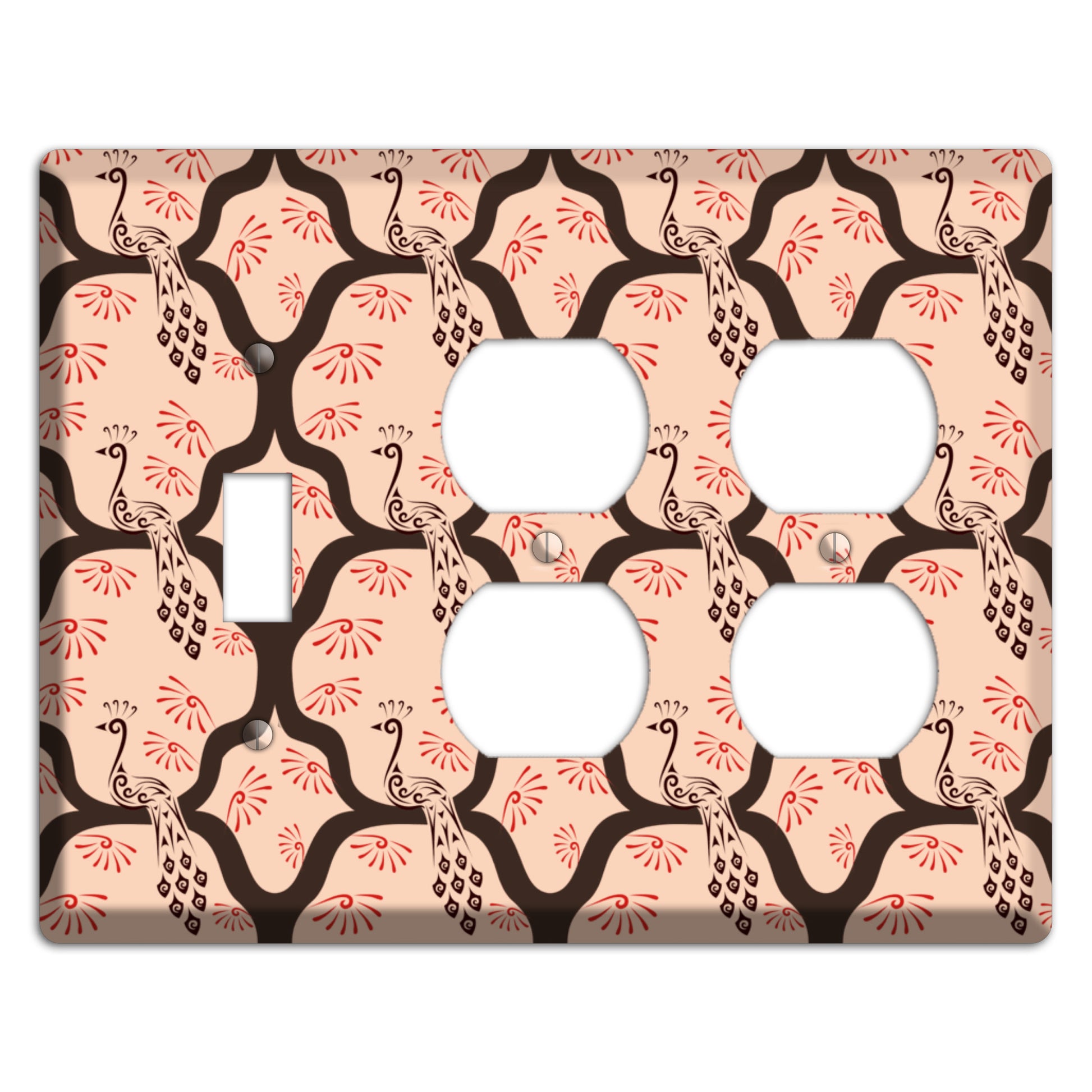 Light Quatrefoil Peacock Toggle / 2 Duplex Wallplate