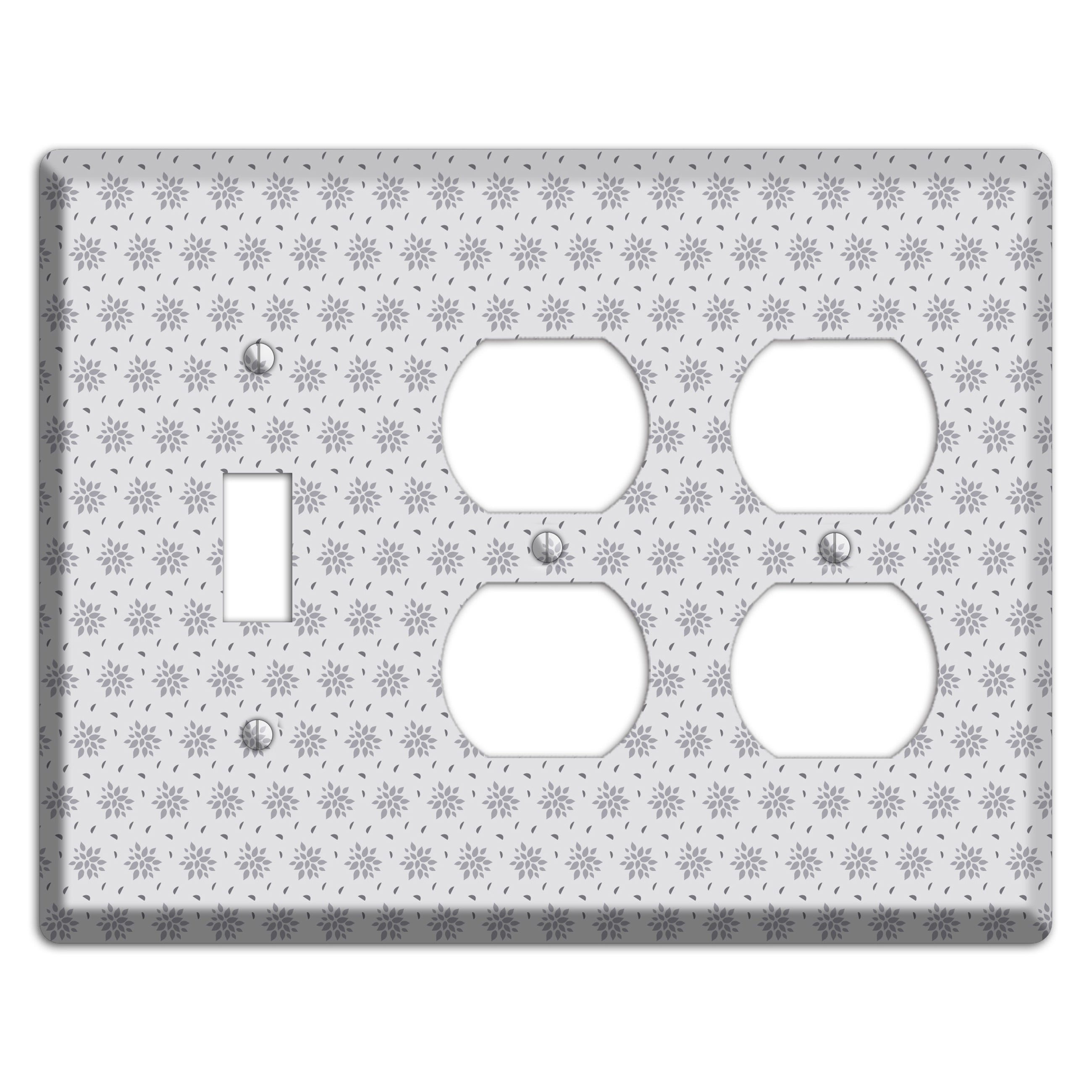 Multi Grey Calico Toggle / 2 Duplex Wallplate