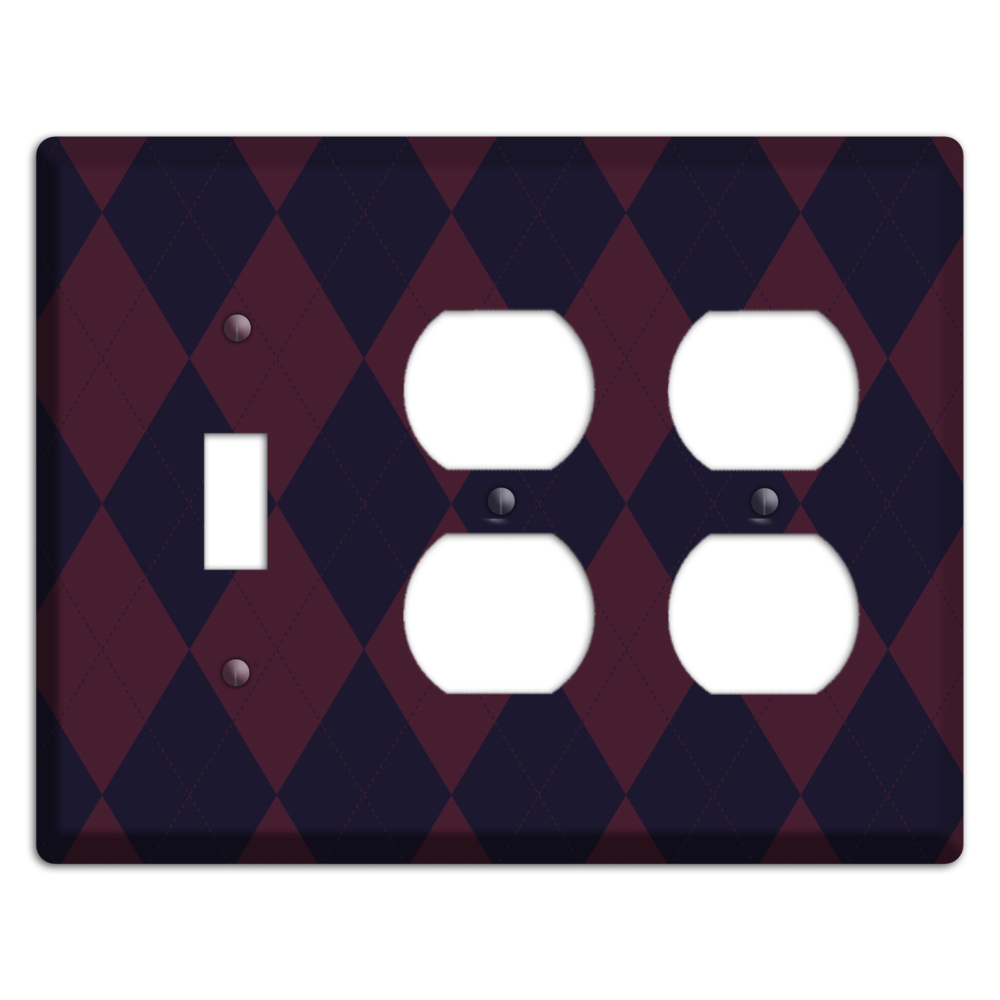 Dark Purple Argyle Toggle / 2 Duplex Wallplate