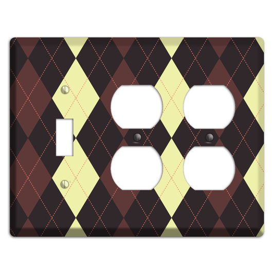 Maroon and Yellow Argyle Toggle / 2 Duplex Wallplate