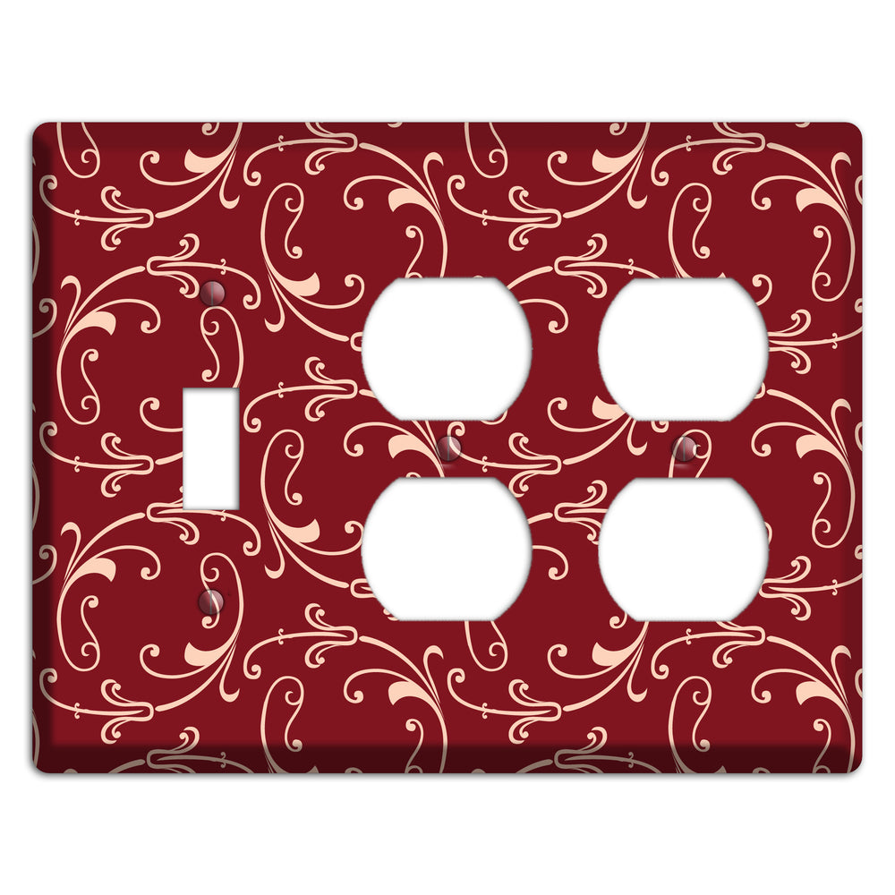 Burgundy Victorian Sprig Toggle / 2 Duplex Wallplate
