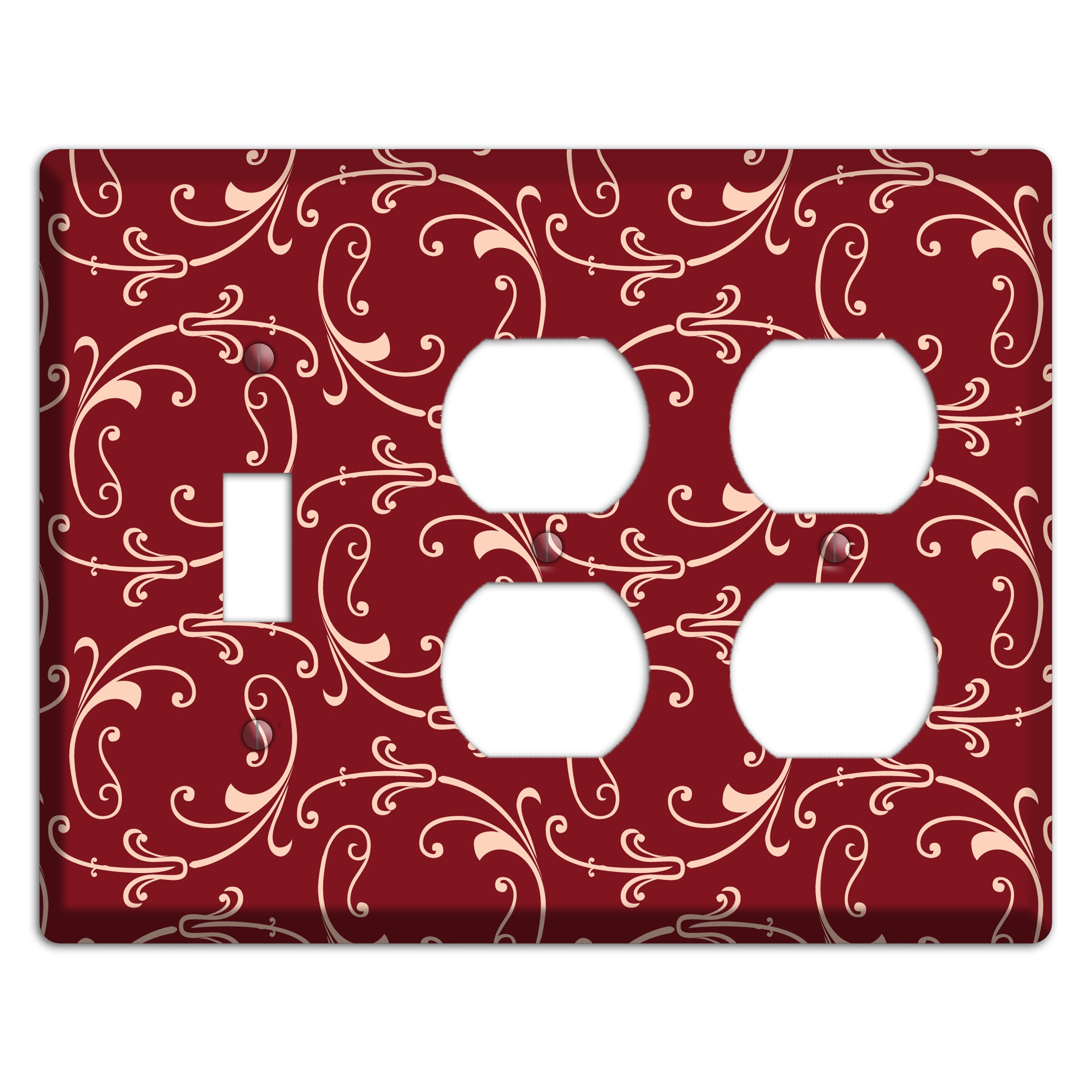 Burgundy Victorian Sprig Toggle / 2 Duplex Wallplate