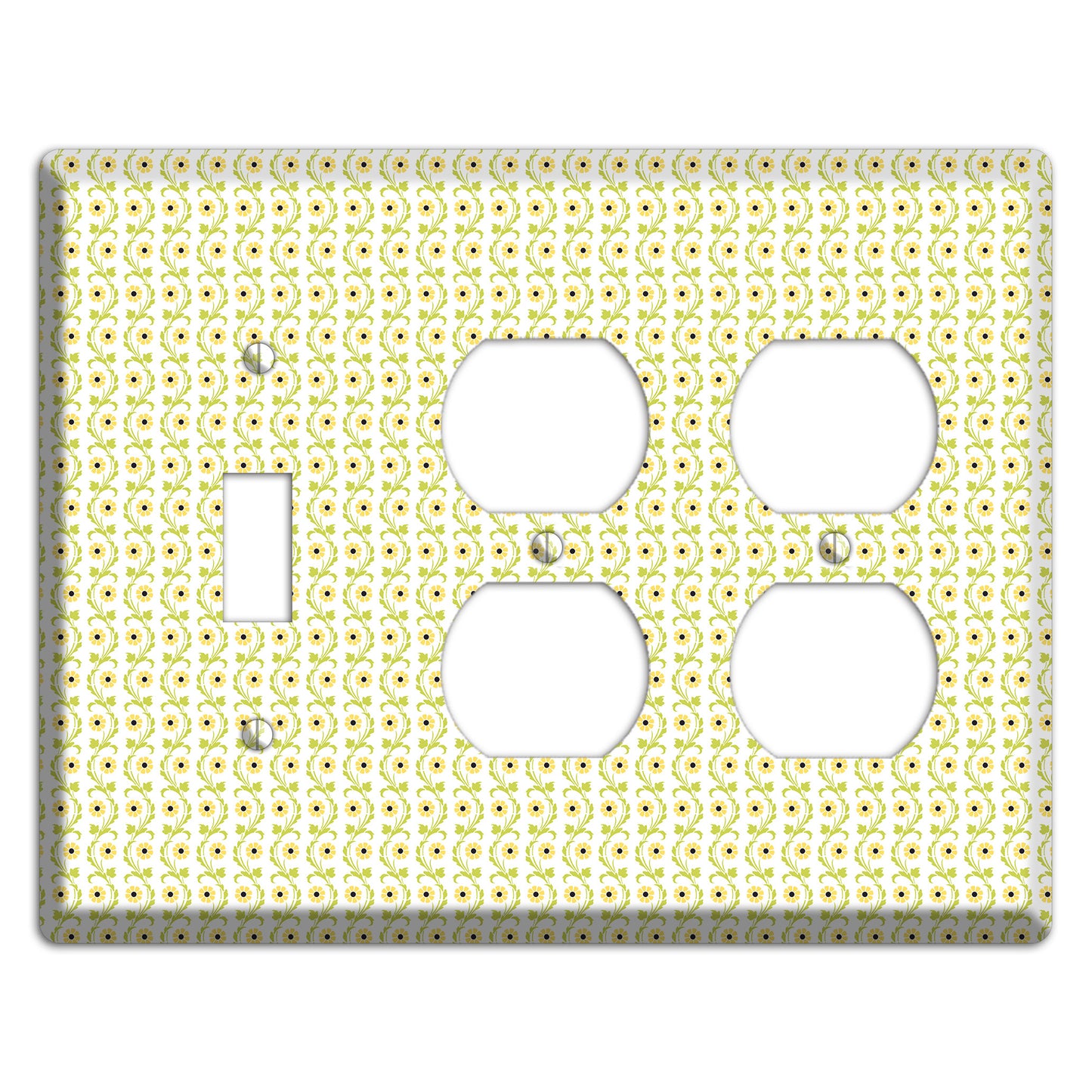Tiny Yellow and Green Retro Sprig Toggle / 2 Duplex Wallplate
