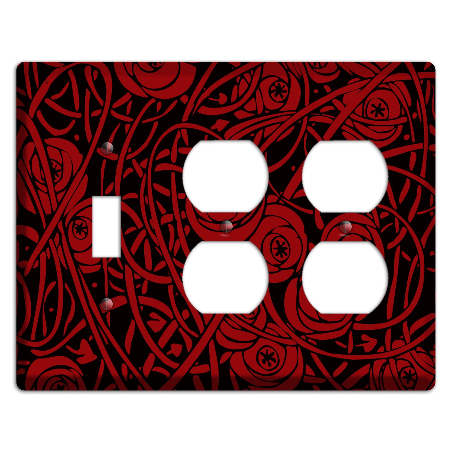 Red Deco Floral Toggle / 2 Duplex Wallplate