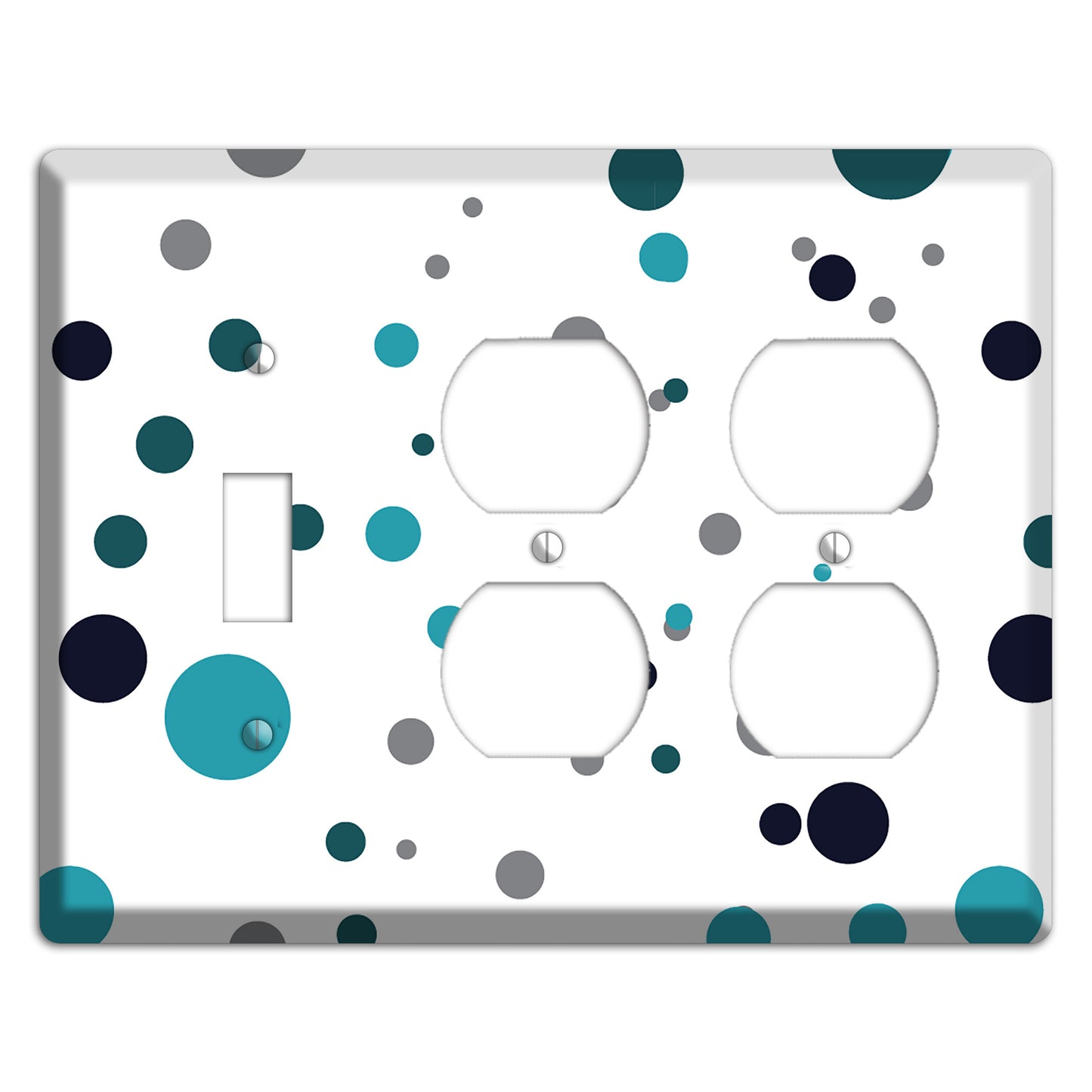 Teal and Blue Dots Toggle / 2 Duplex Wallplate