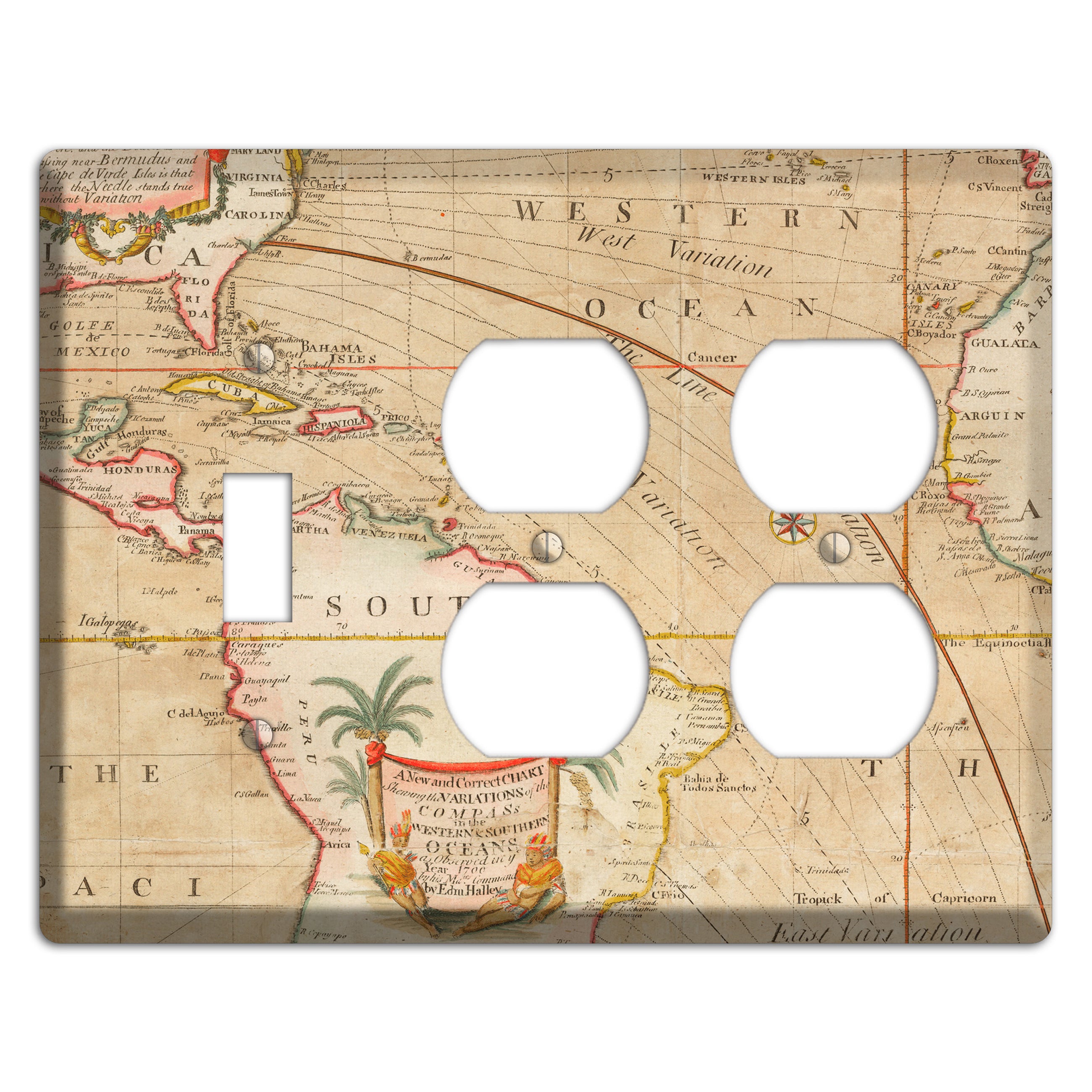 Map of Latin America Toggle / 2 Duplex Wallplate