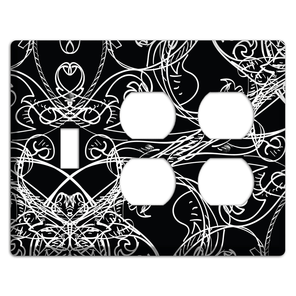 Black Deco Sketch Toggle / 2 Duplex Wallplate
