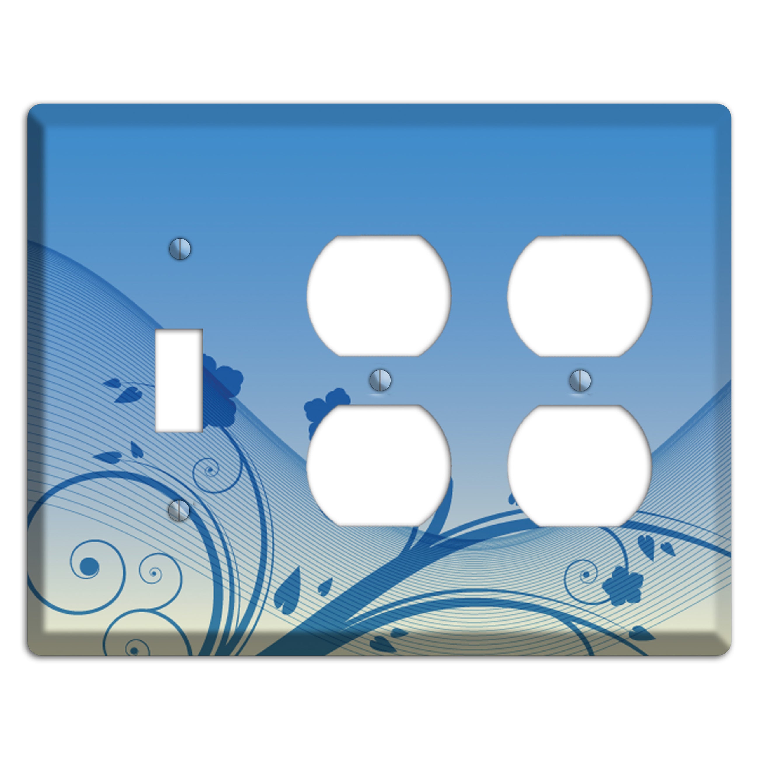 Blue Swirls Toggle / 2 Duplex Wallplate