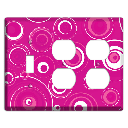 Dark Pink Circles Toggle / 2 Duplex Wallplate