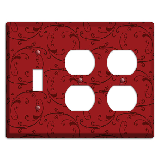 Red Victorian Sprig Toggle / 2 Duplex Wallplate