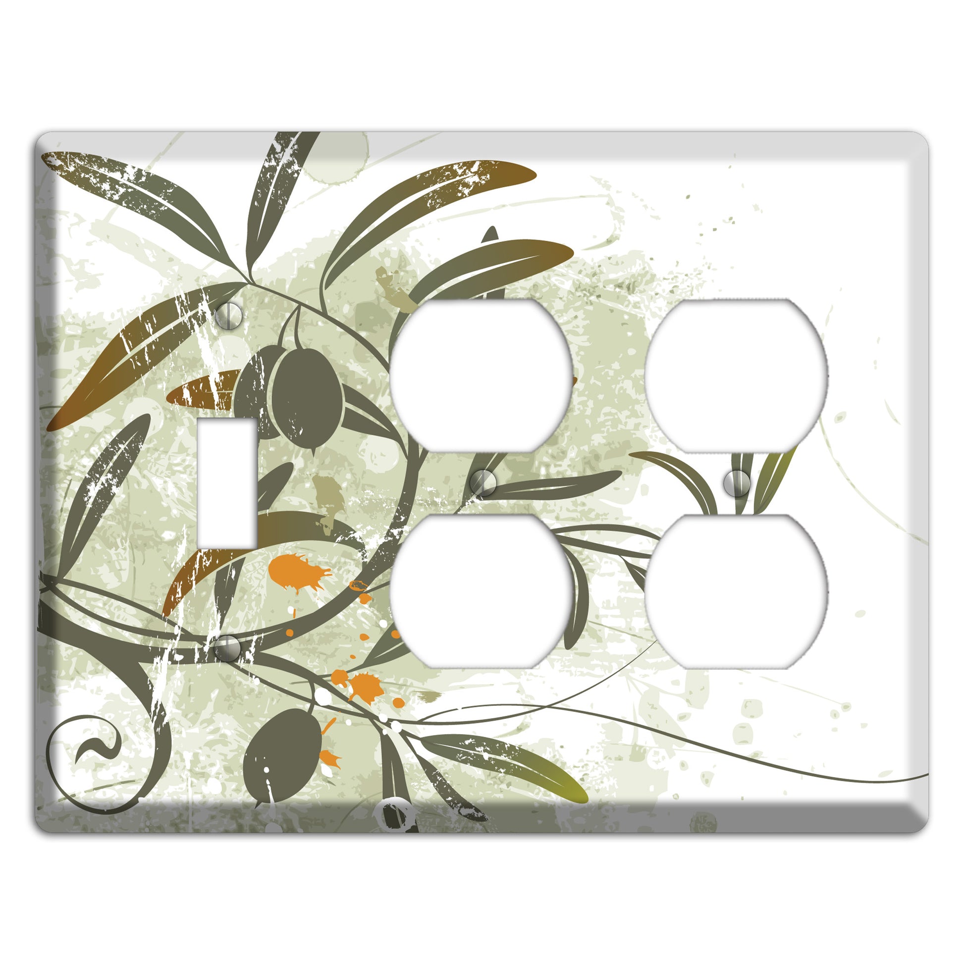 Green Olive Foliage Toggle / 2 Duplex Wallplate