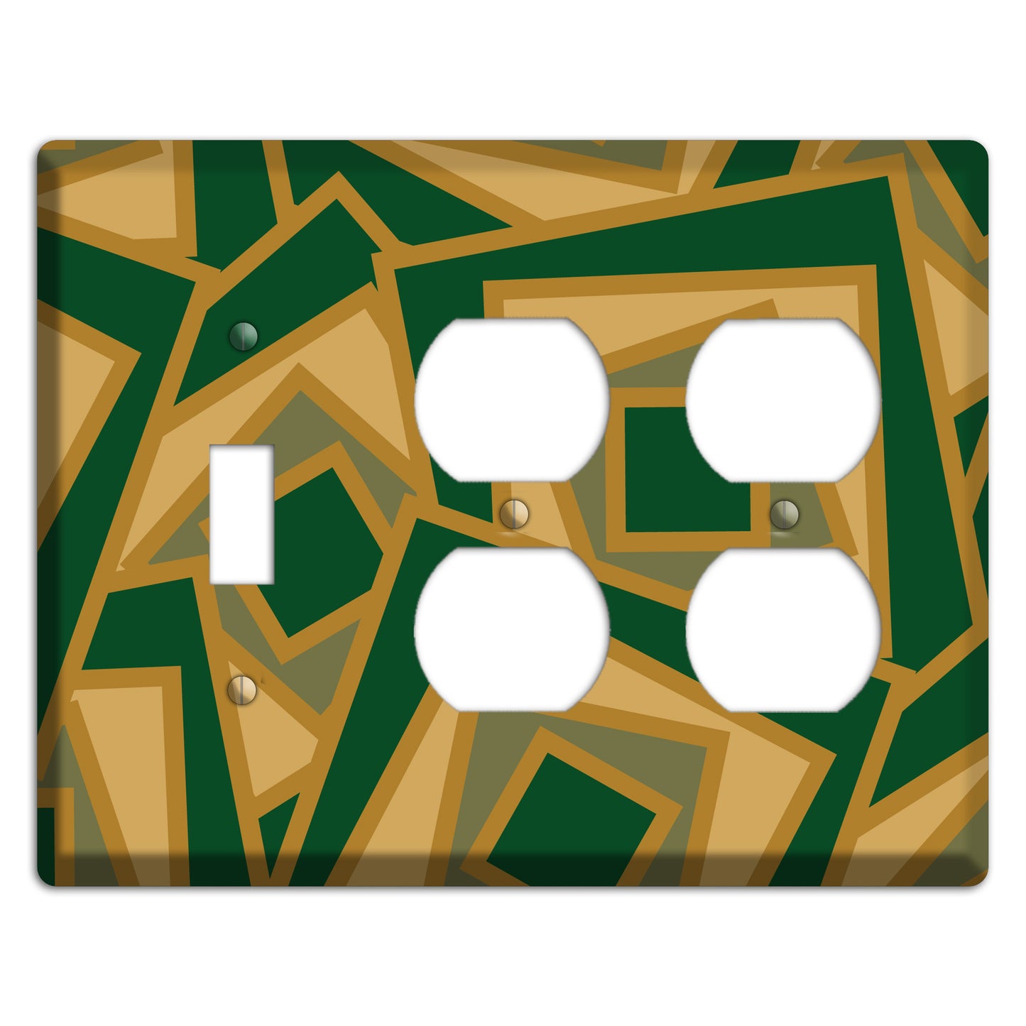Green and Beige Retro Cubist Toggle / 2 Duplex Wallplate