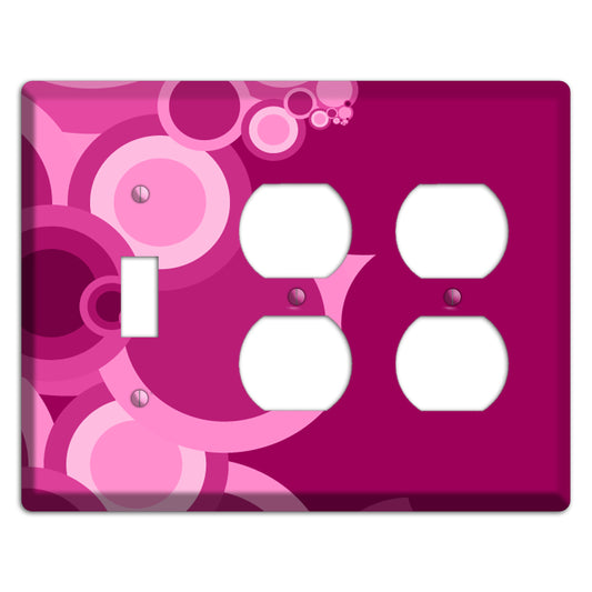 Pink and Fuschia Circles Toggle / 2 Duplex Wallplate