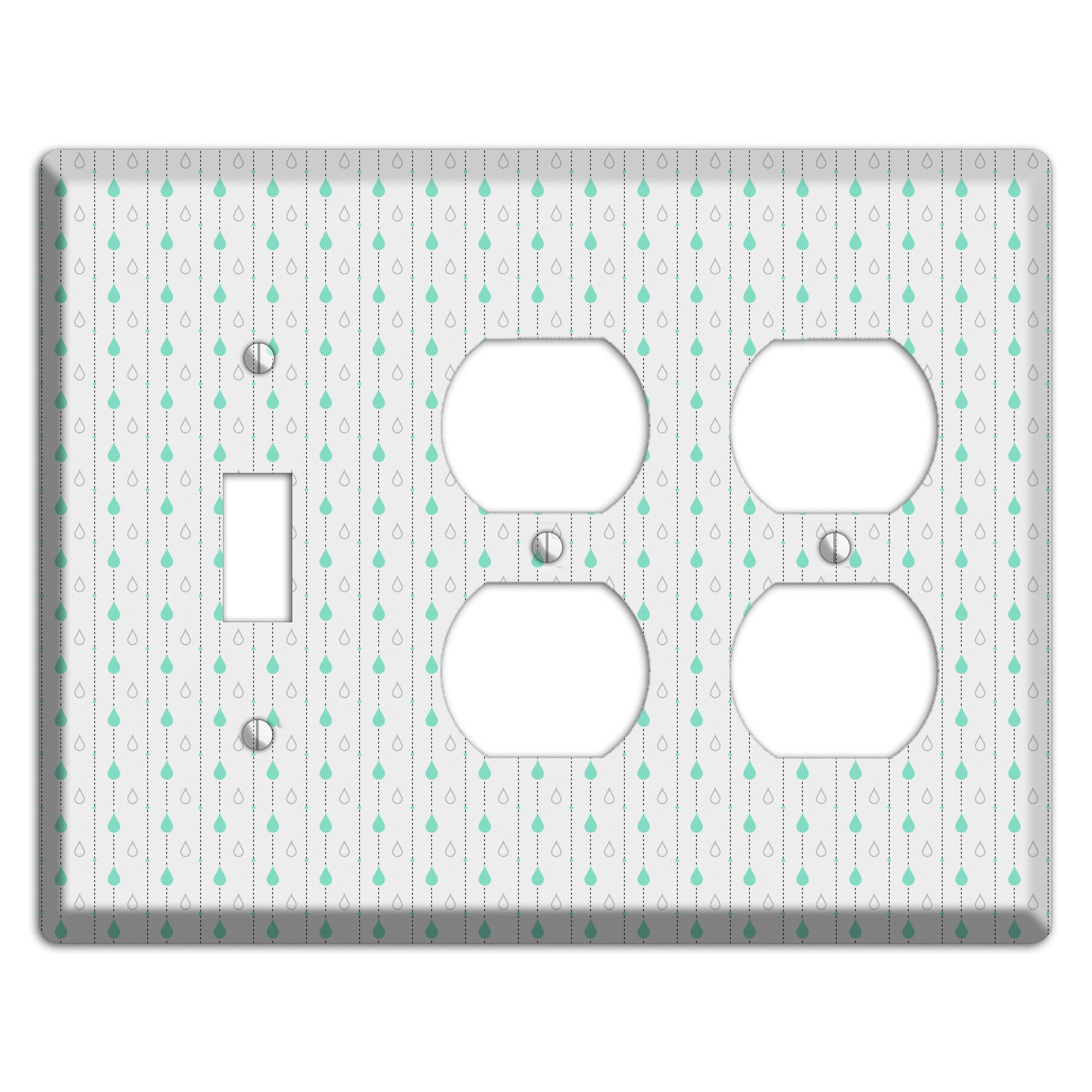 White and Blue Drops Toggle / 2 Duplex Wallplate