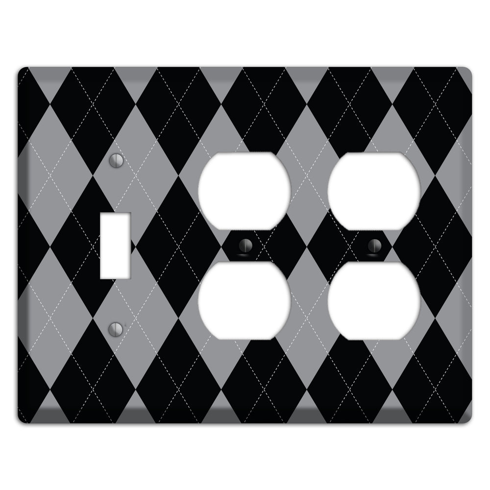 Light Purple and Black Toggle / 2 Duplex Wallplate
