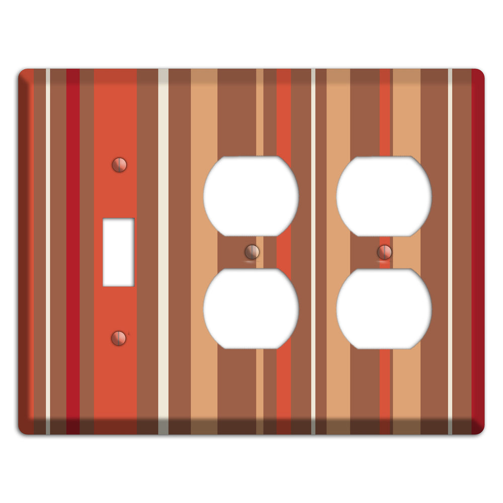 Multi Coral Vertical Stripe Toggle / 2 Duplex Wallplate