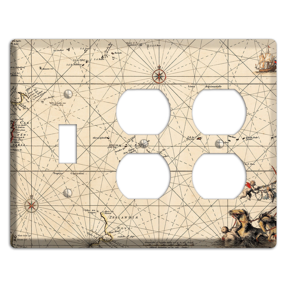 Map of New Zealand Toggle / 2 Duplex Wallplate