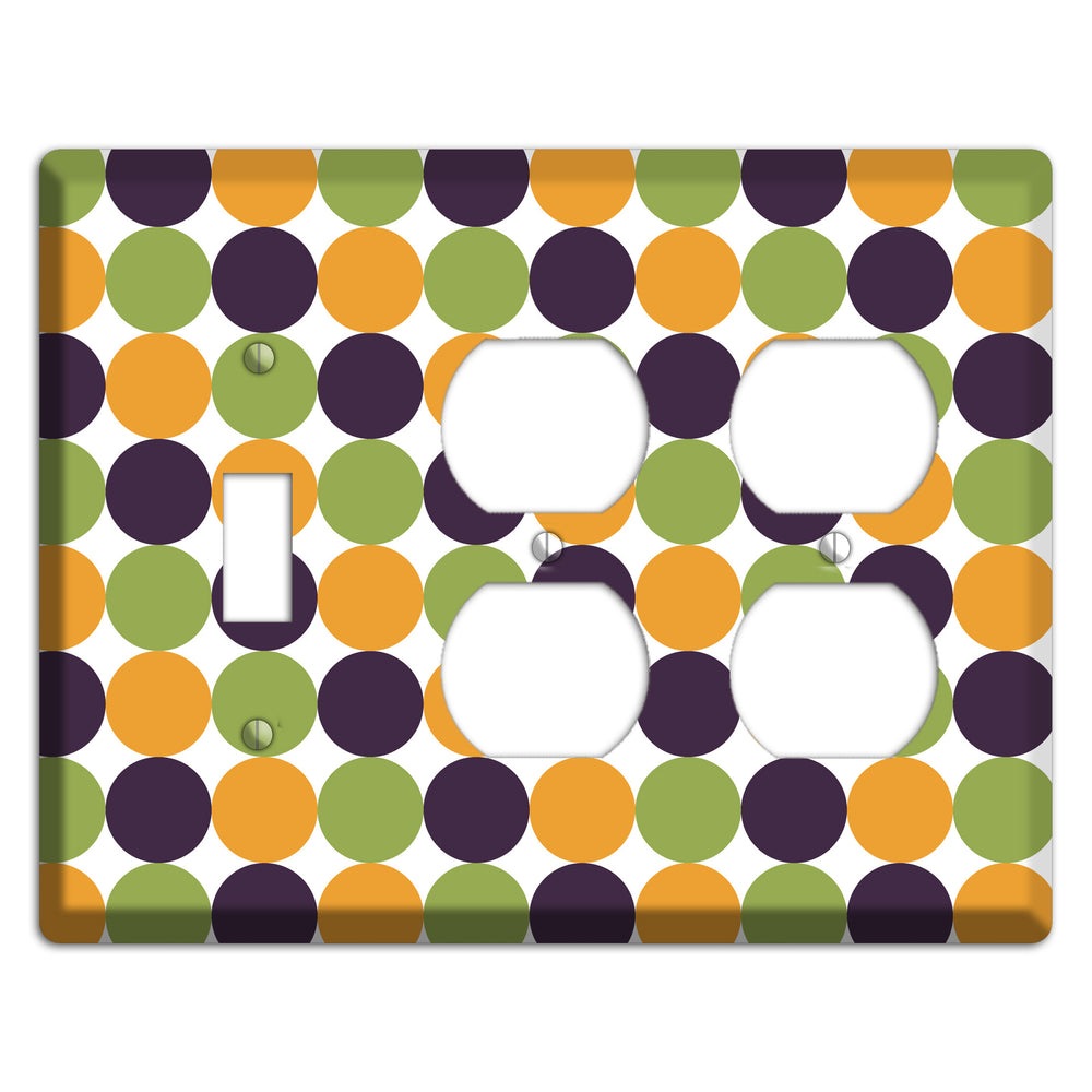 Olive Eggplant Orange Tiled Dots Toggle / 2 Duplex Wallplate