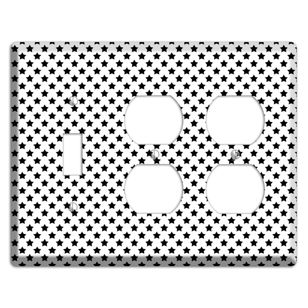 White with Black Stars Toggle / 2 Duplex Wallplate