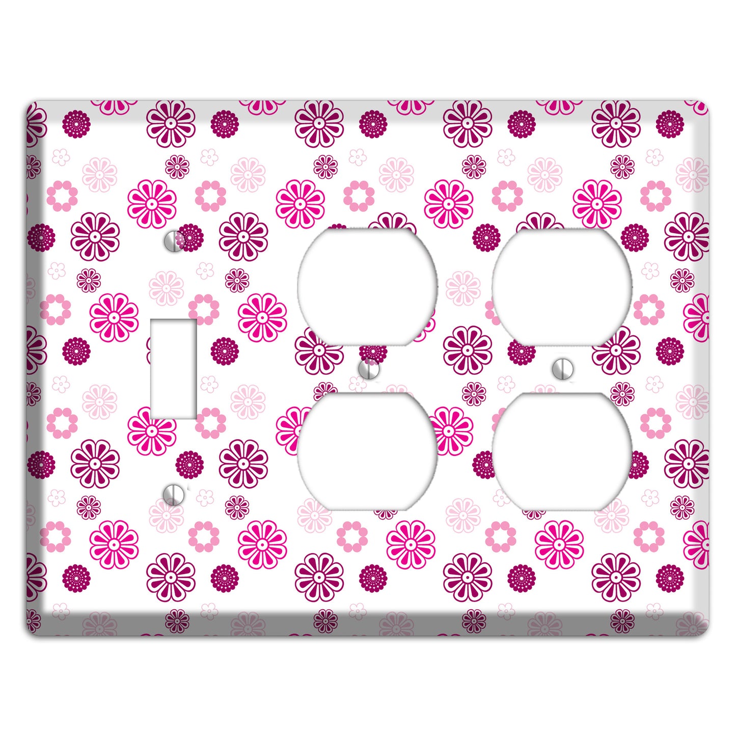 Maroon and Pink Retro Floral Toggle / 2 Duplex Wallplate