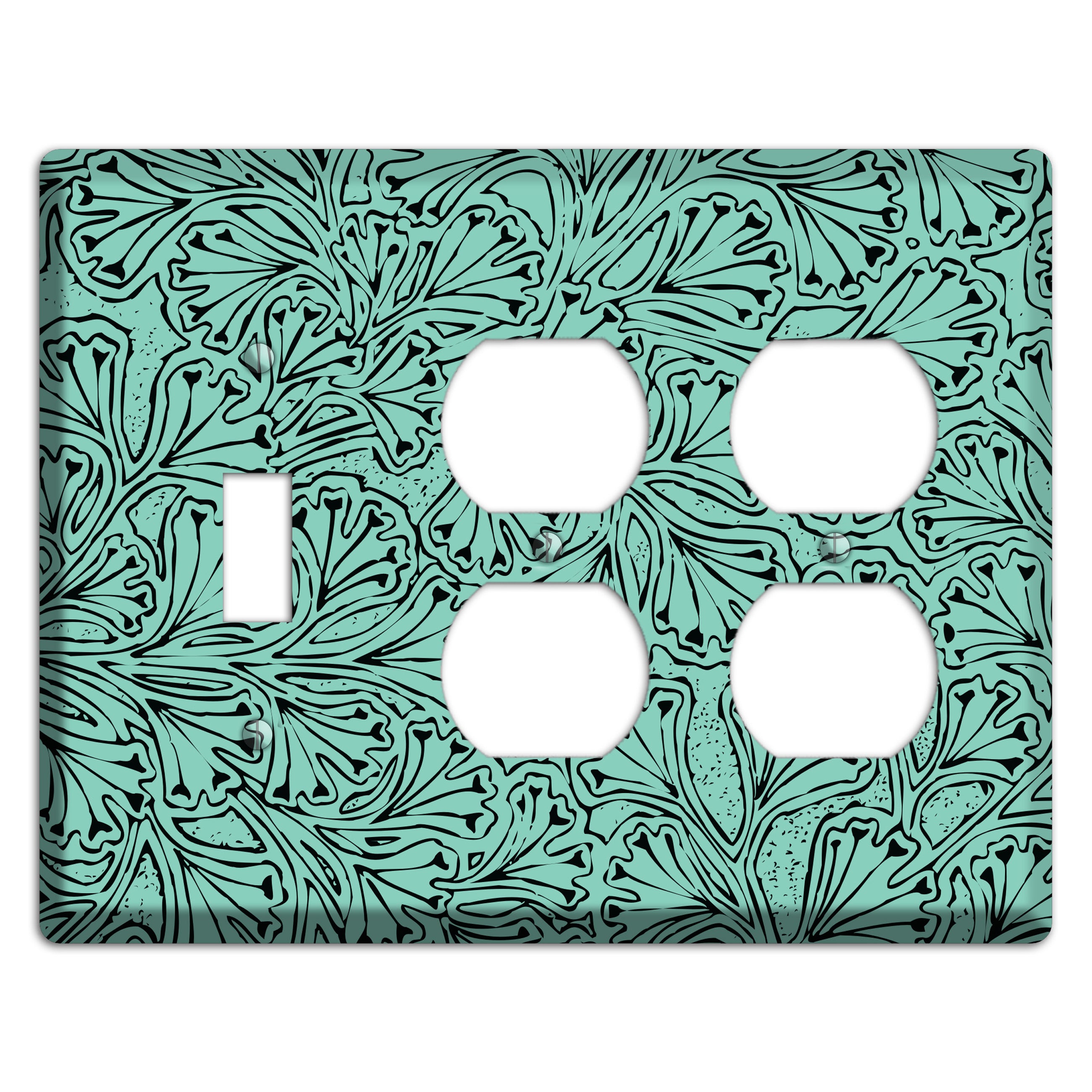 Deco Olive Interlocking Floral Toggle / 2 Duplex Wallplate