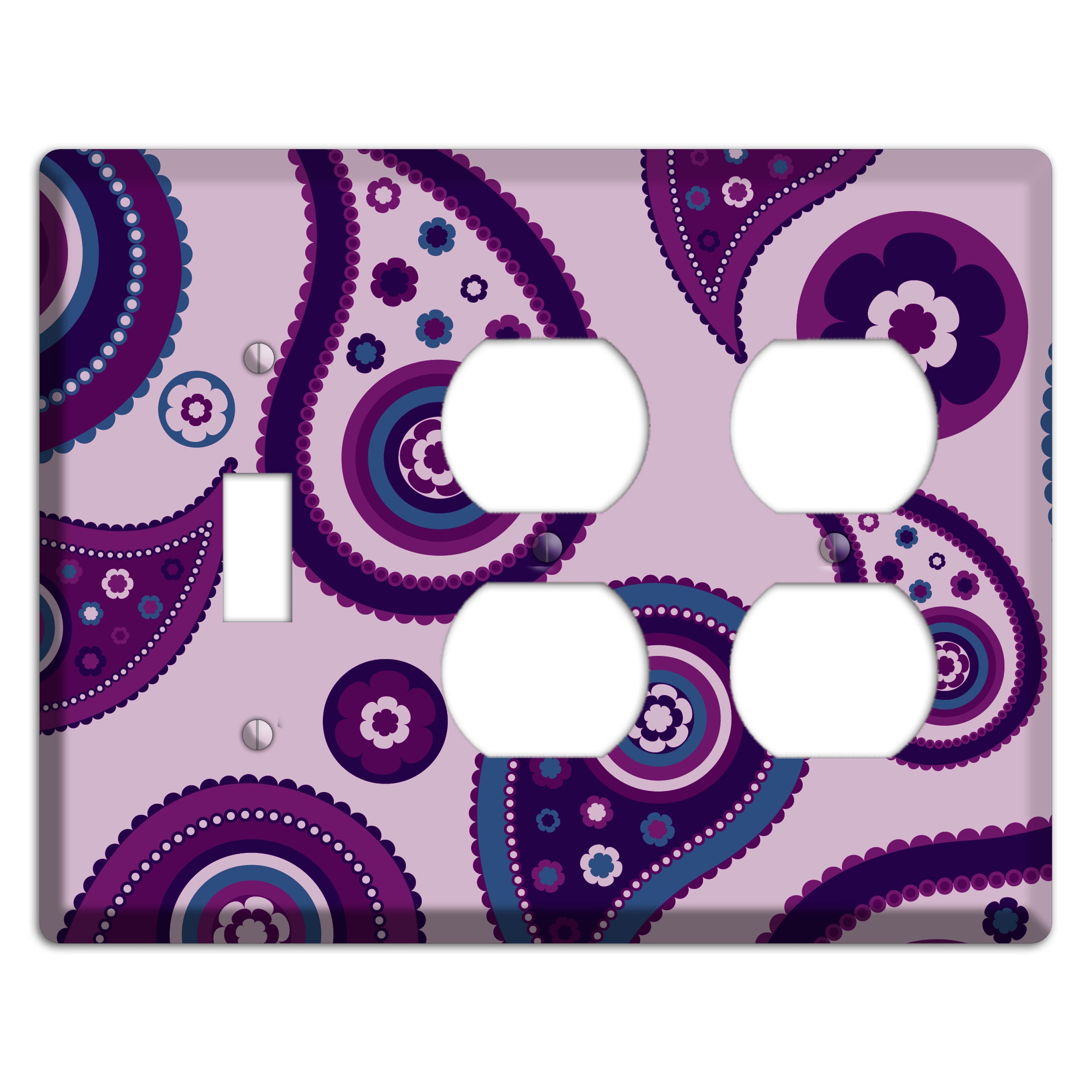 Light Purple Pailsey Toggle / 2 Duplex Wallplate