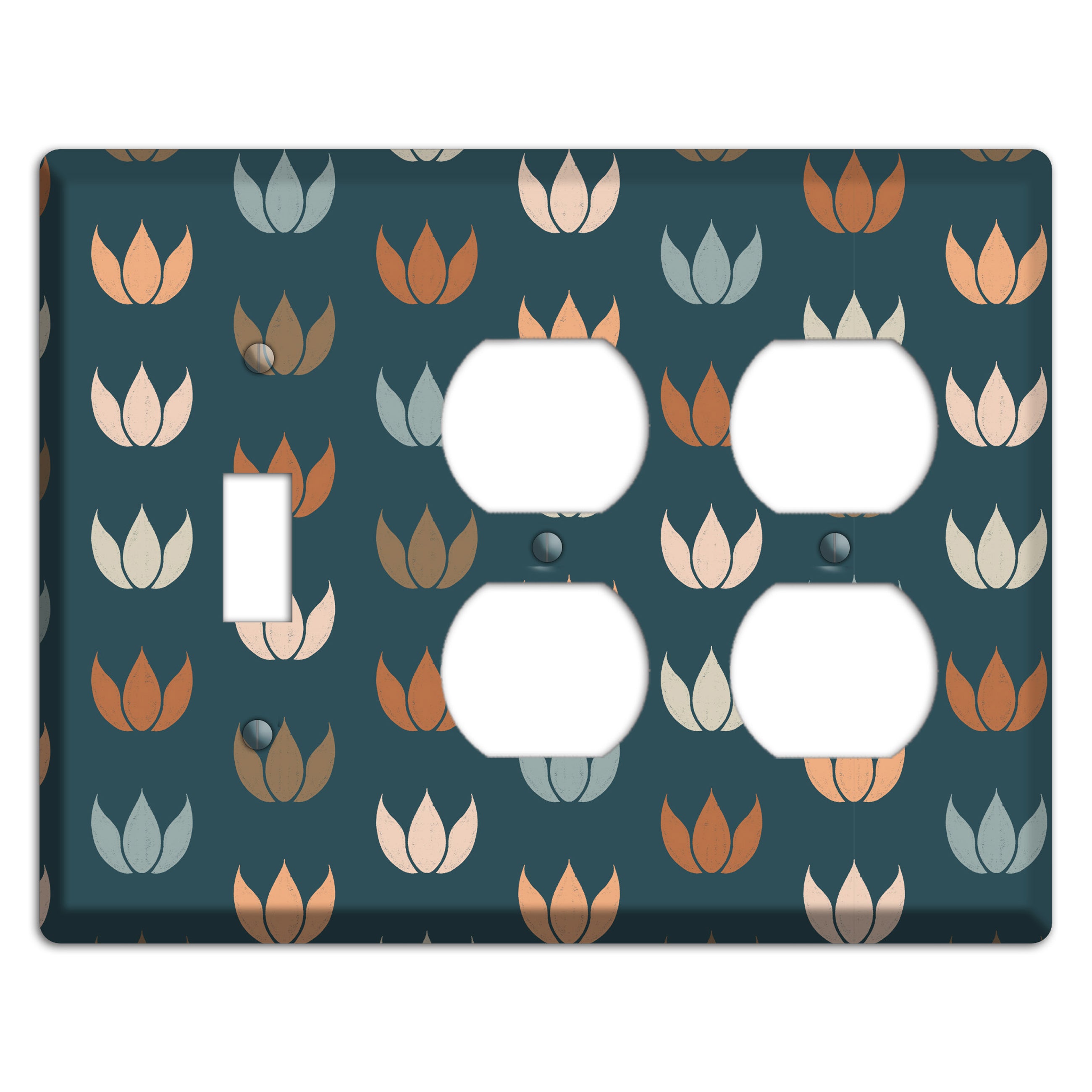 Teal Lotus Print Toggle / 2 Duplex Wallplate
