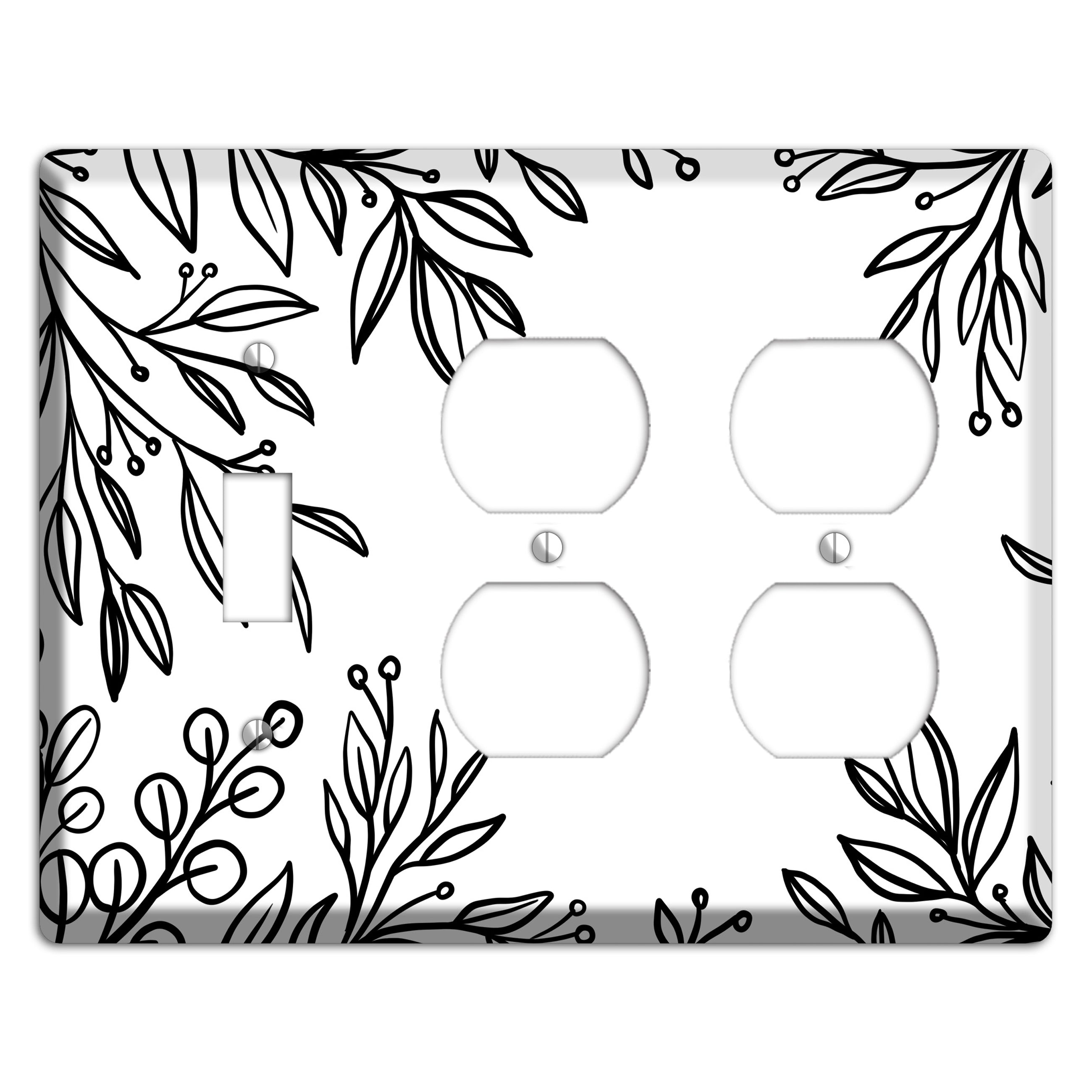 Hand-Drawn Floral 1 Toggle / 2 Duplex Wallplate