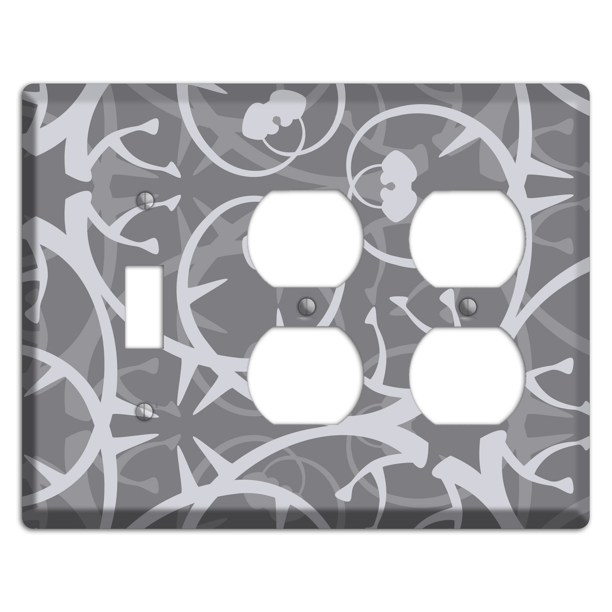 Grey Abstract Swirl Toggle / 2 Duplex Wallplate