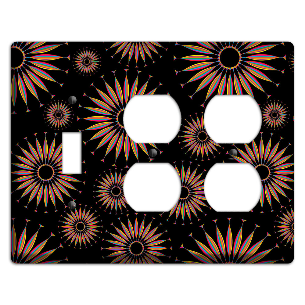 Black with Multi Suzani Toggle / 2 Duplex Wallplate