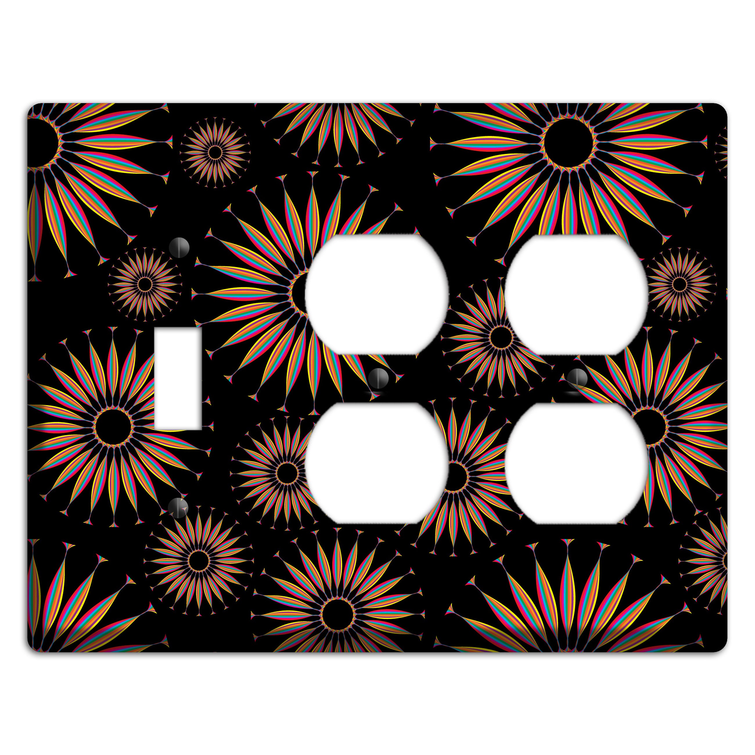Black with Multi Suzani Toggle / 2 Duplex Wallplate