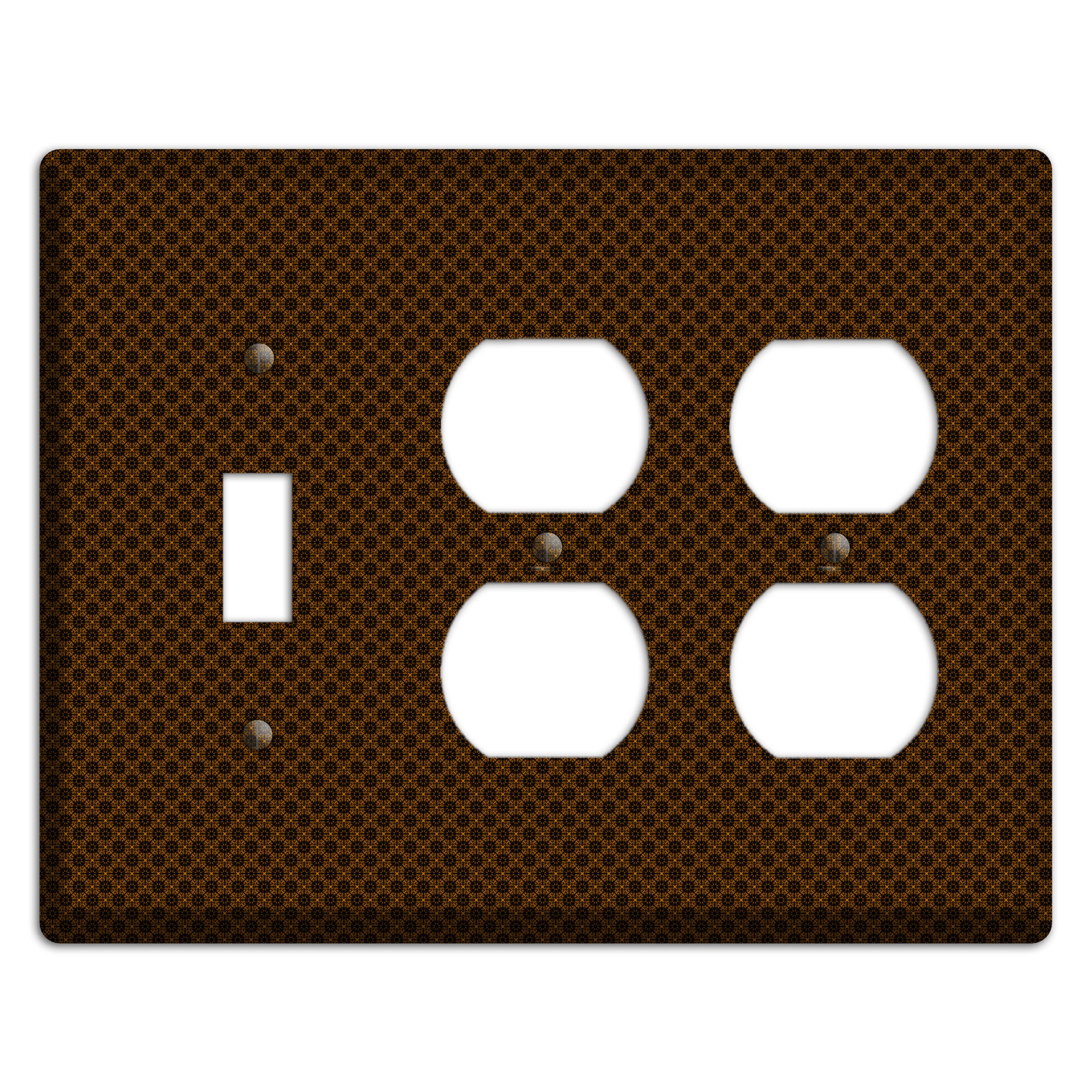 Brown Geometric Toggle / 2 Duplex Wallplate