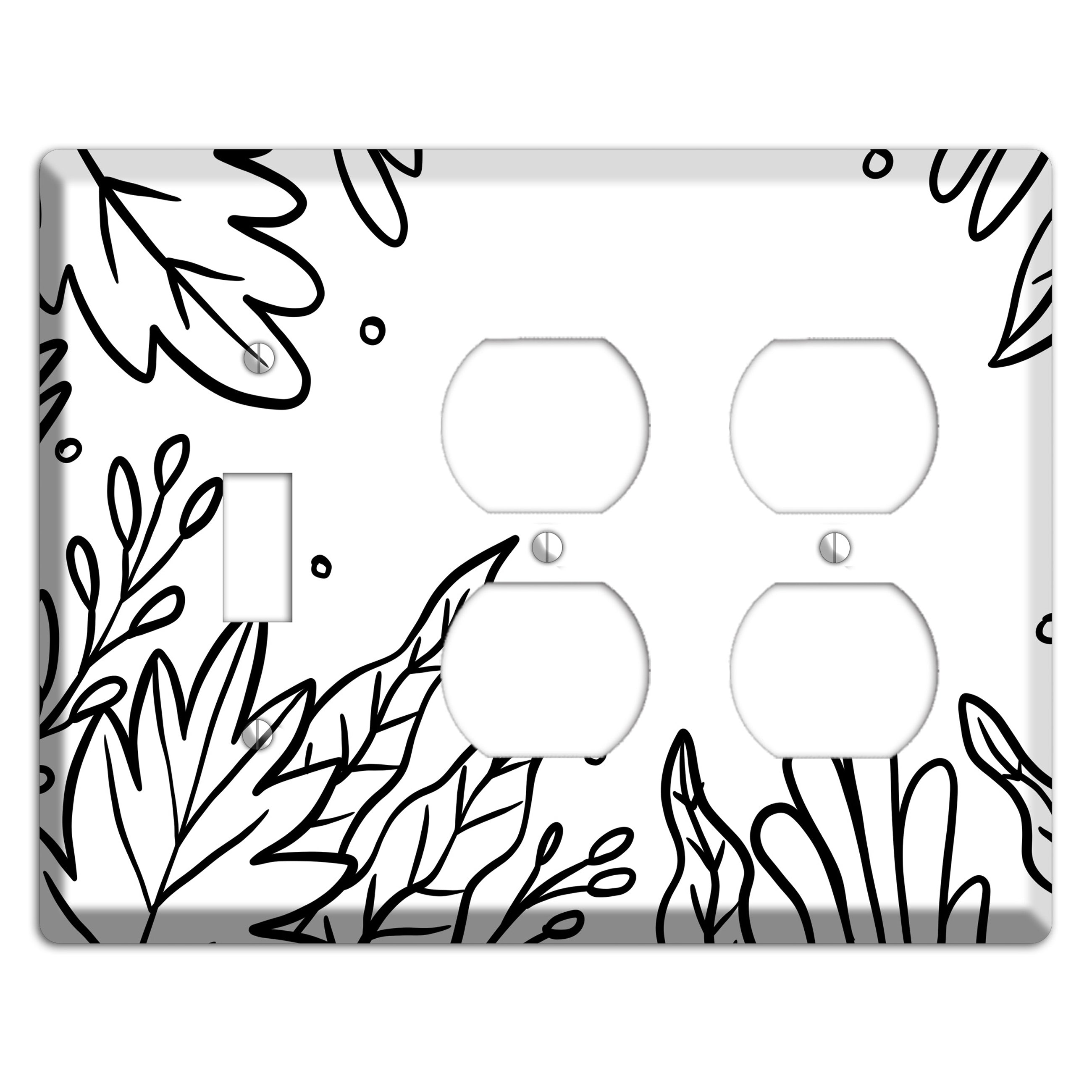 Hand-Drawn Floral 12 Toggle / 2 Duplex Wallplate